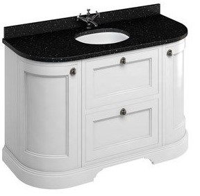 Freestanding 1340 Curved Vanity Unit With Drawers -Matt White