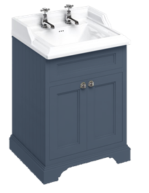 Burlington - Freestanding 65 Unit with Doors and Blue with 2 tap hole Basin
