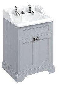 Freestanding 650 Vanity Unit & Classic 650 Basin for Integrated Waste & Overflow Classic Grey