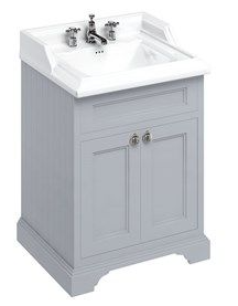 Burlington - Freestanding 65 Unit with Doors and Classic Basin Classic Grey with 3 tap hole Basin