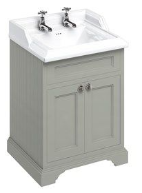 Freestanding 65 Unit with Doors and Classic Basin Dark Olive with 2 tap hole Basin