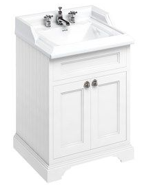 Burlington - Freestanding 65 Unit with Doors and Classic Basin Matt White with 3 tap hole Basin