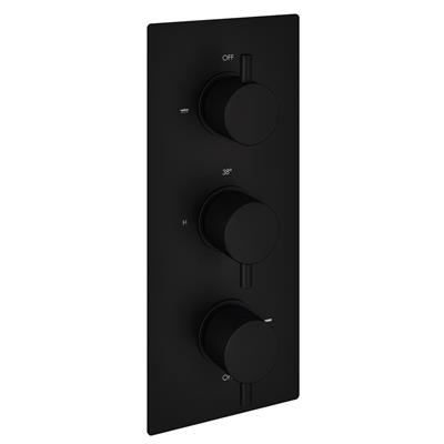 Meriden Triple Thermostatic Concealed Shower Valve - Matt Black