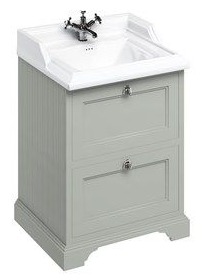 Freestanding 65 Unit with 2 drawers and Classic Basin Dark Olive with 1 tap hole Basin 
