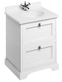 Freestanding 650 vanity unit with drawers & Minerva White vanity bowl Matt White