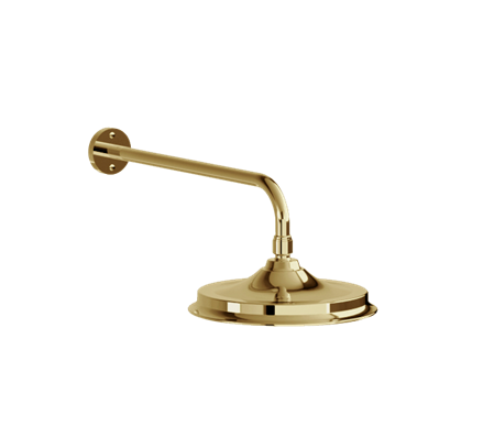 Riviera fixed AirBurst Shower Head with arm-9" AirBurst shower head and arm in Gold