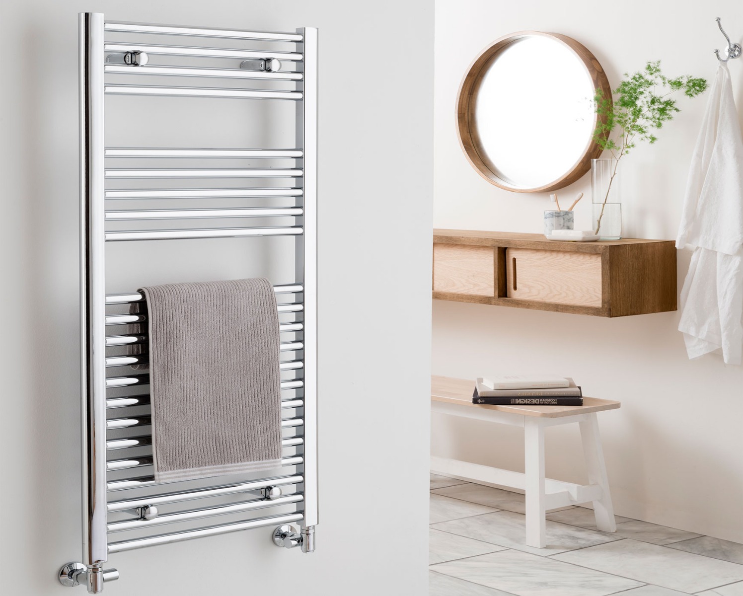 Ladder Rails Focus (straight) Heating Only - White 1200x400