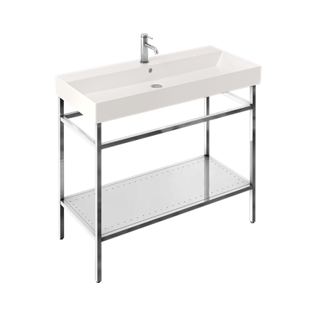 Shoreditch Frame 1000mm Furniture Stand and Basin-Polished Stainless Steel with 1 tap hole