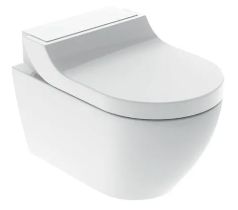 Geberit AquaClean Toilet Set Tuma Comfort Wall Hung Stainless Steel Brushed