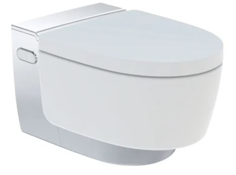 Geberit AquaClean Mera Comfort WC Complete Solution Wall Hung Pan & Seat with White Cover Detail