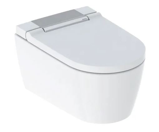  Geberit AquaClean Sela WC Complete Solution Wall Hung Pan & Seat with Chrome Cover Detail