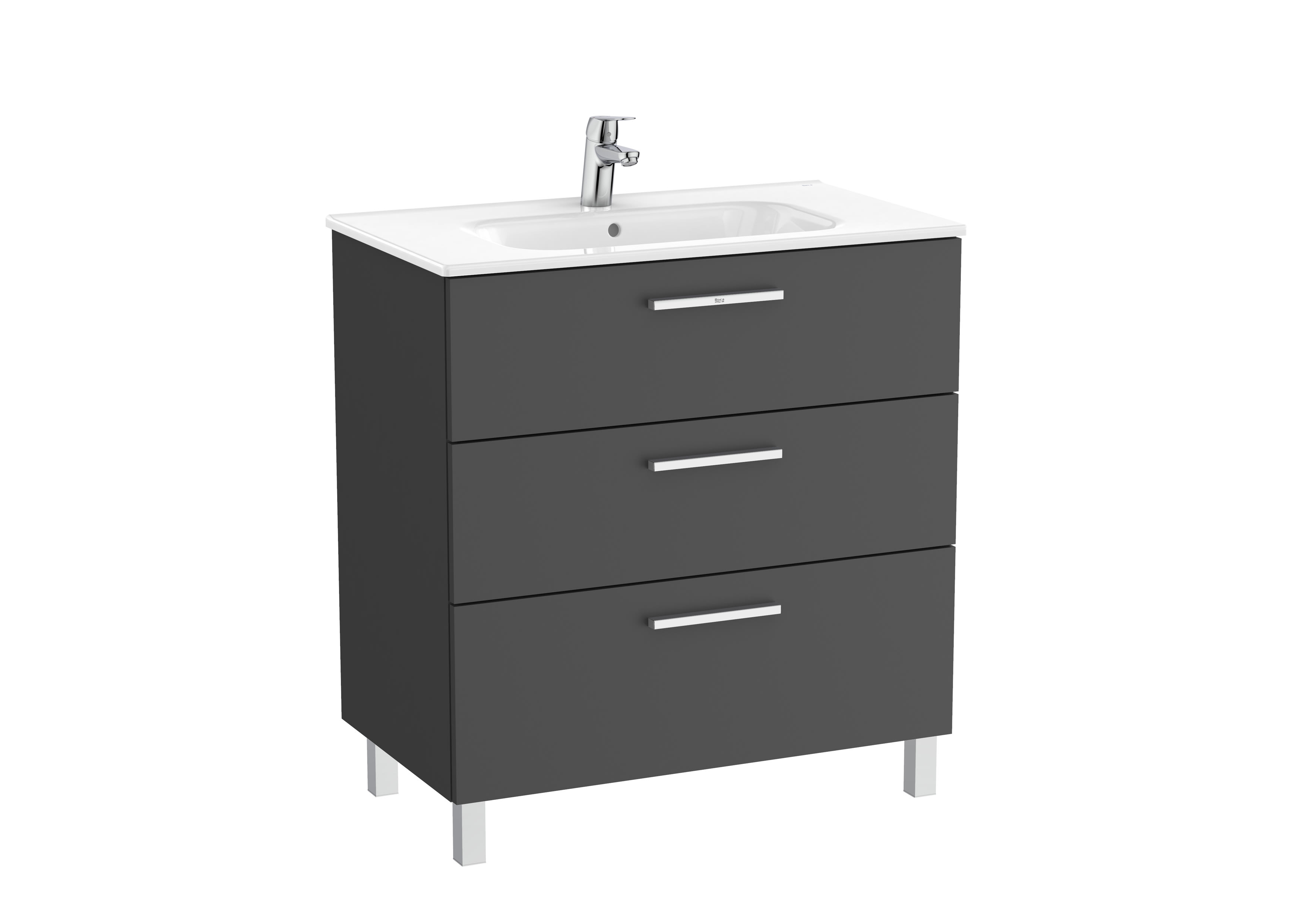 Vanity Unit with 3 drawers and basin - Gloss Anthracite Grey