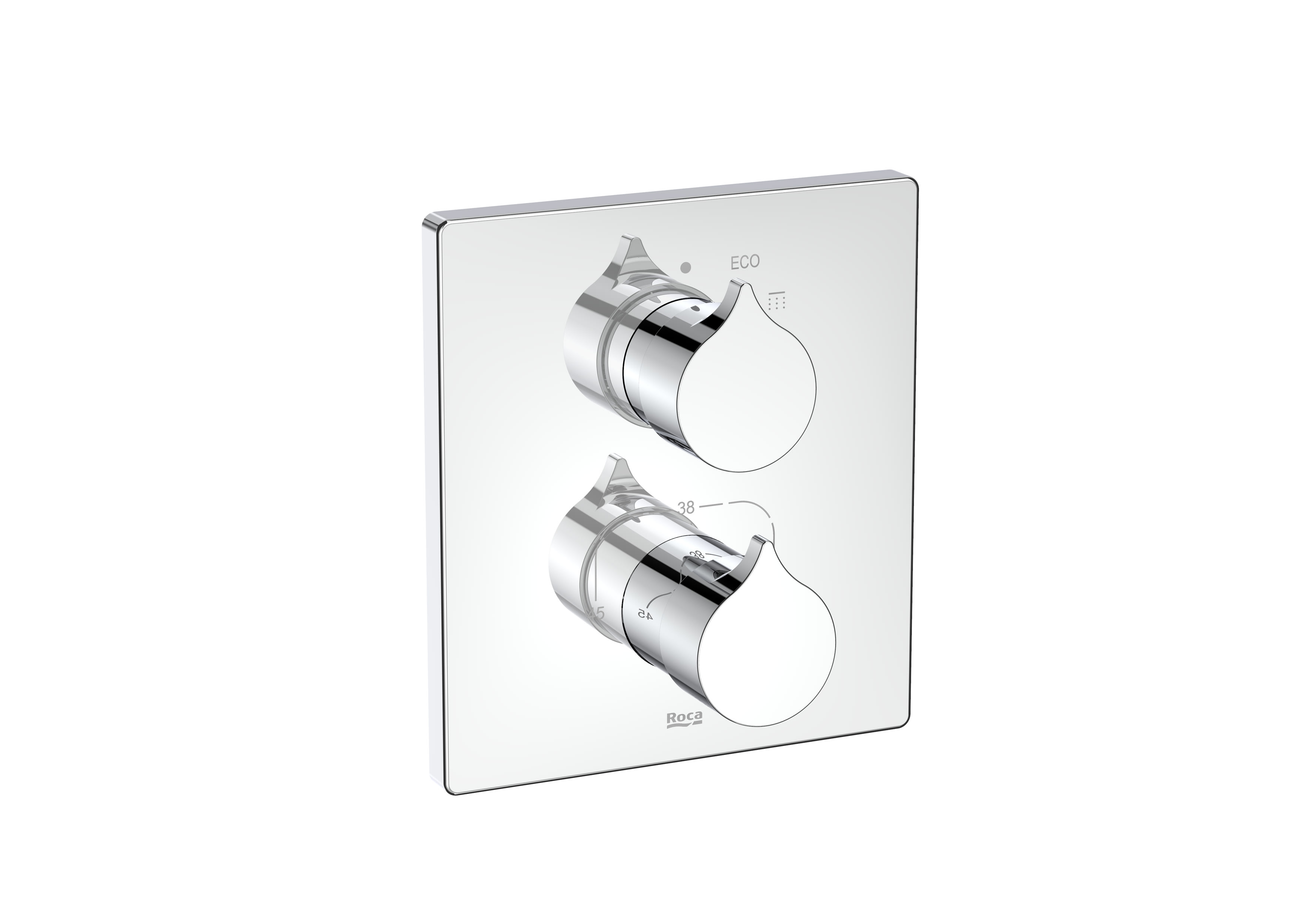 Built-in thermostatic bath or shower mixer with automatic diverter and 1 outlet. Required: RocaBox A525869403
