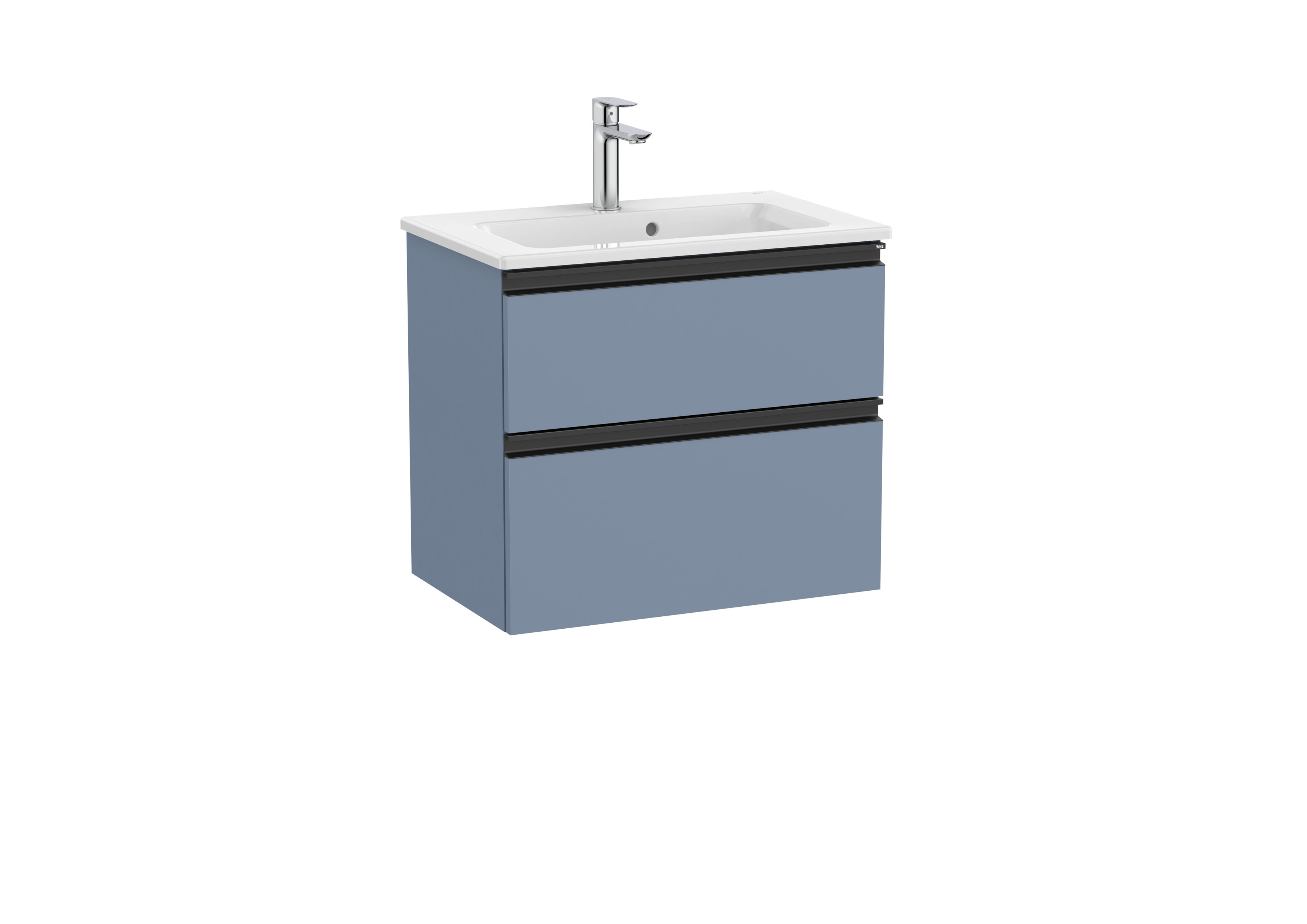 Compact vanity unit with 2 drawers and basin - Matt Blue