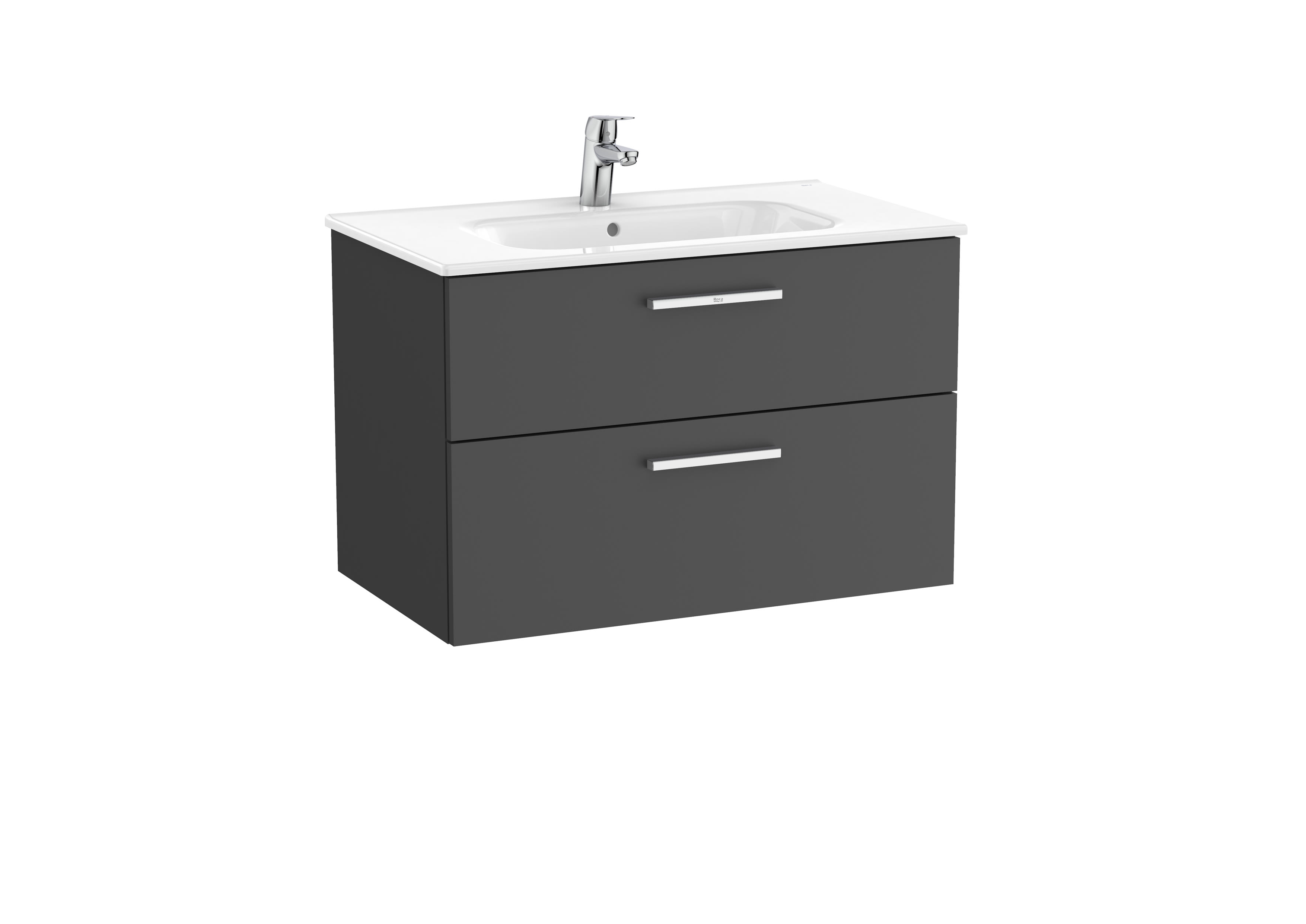 Vanity Unit with 2 drawers and basin - Gloss Anthracite Grey