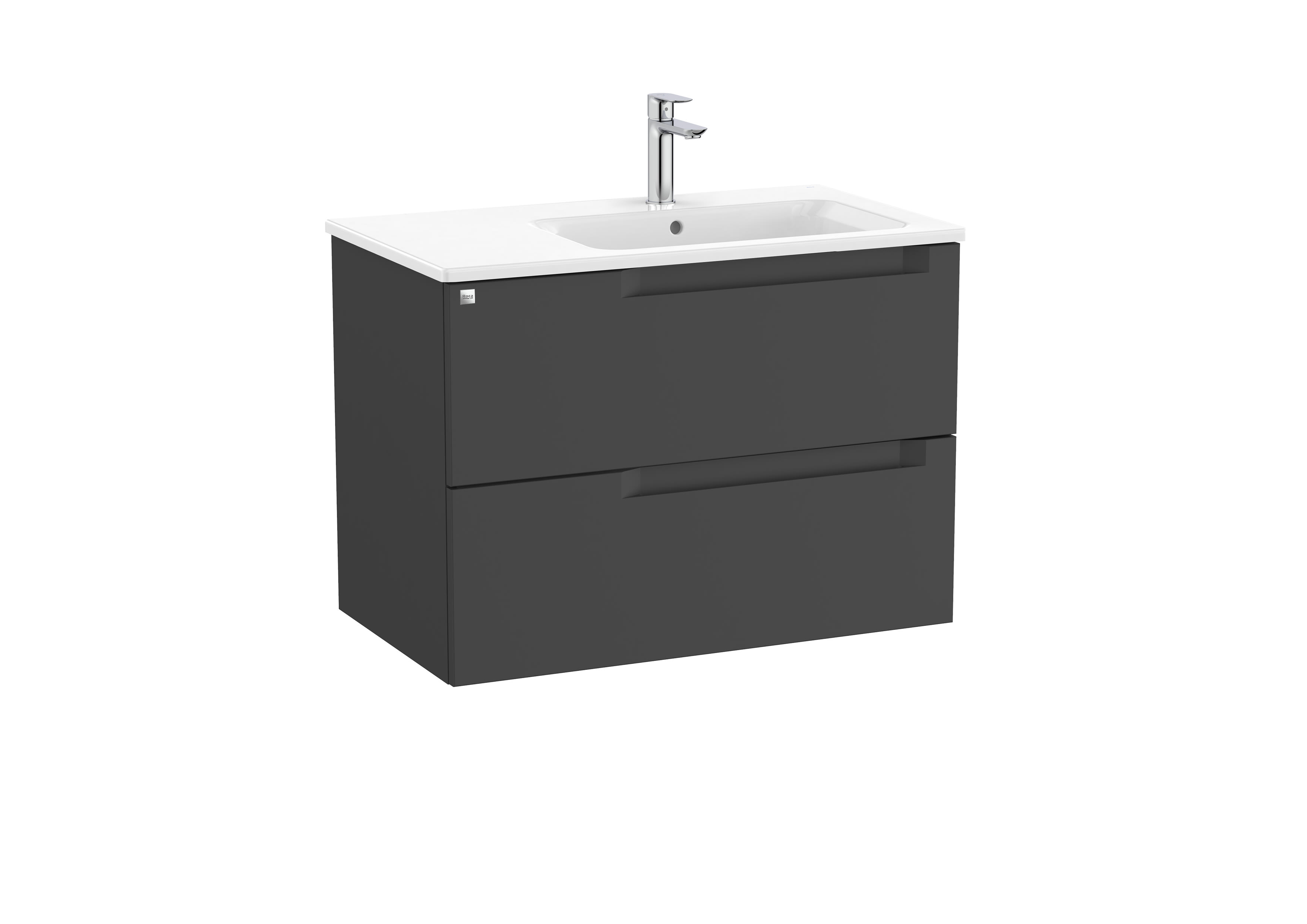 Unik (vanity unit with 2 drawers and right hand basin) - Matt Black
