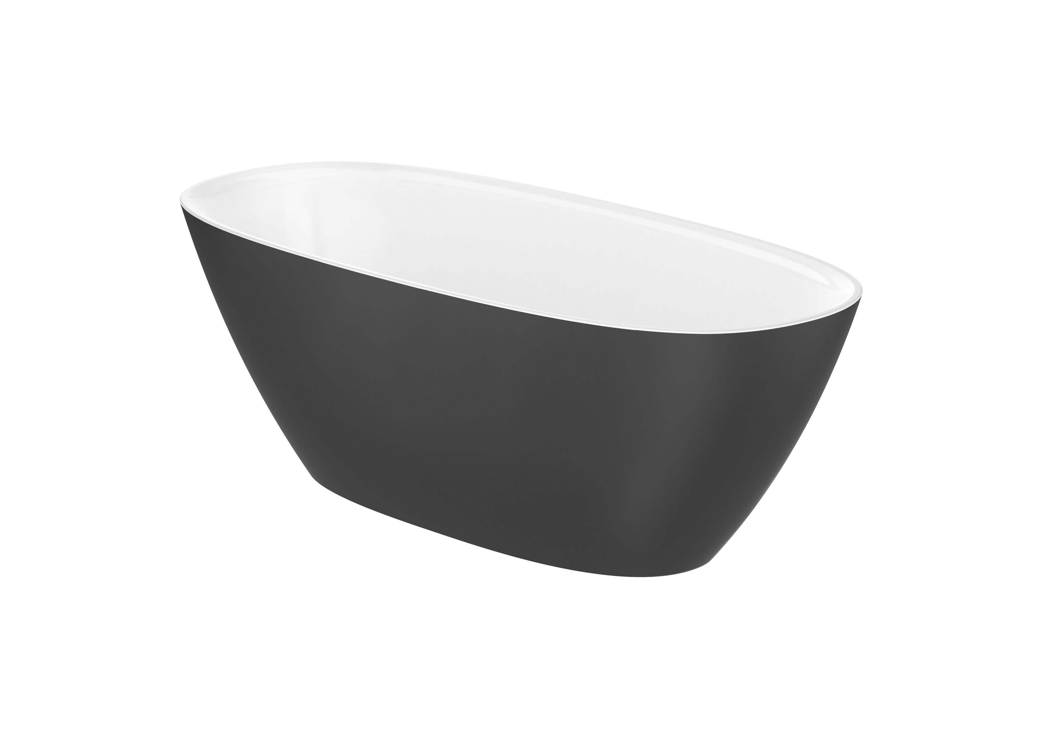 Stonex® oval bathtub with click-clack waste - Onyx/White