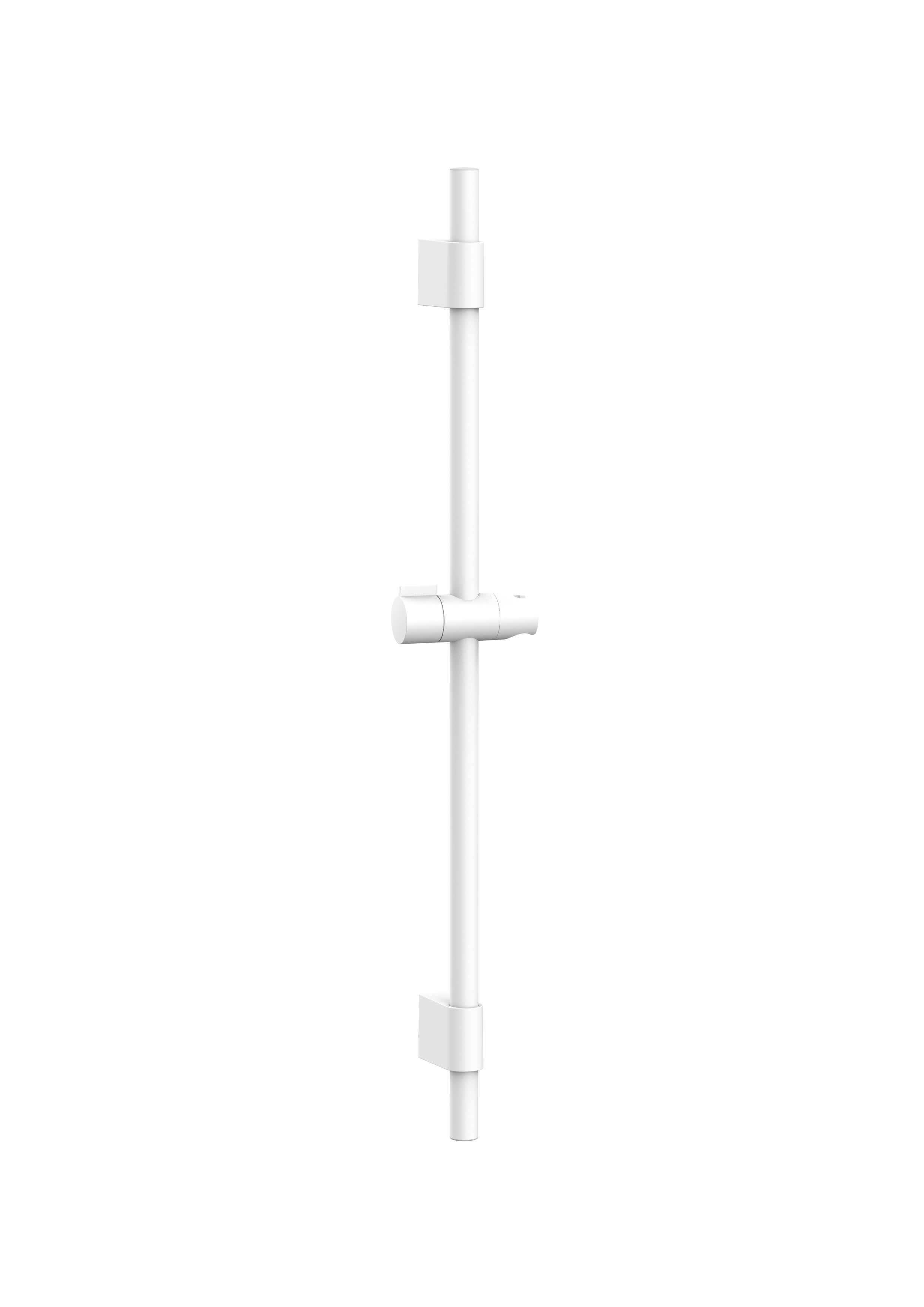 Height-adjustable shower slide bar with adjustable hand-shower bracket - White