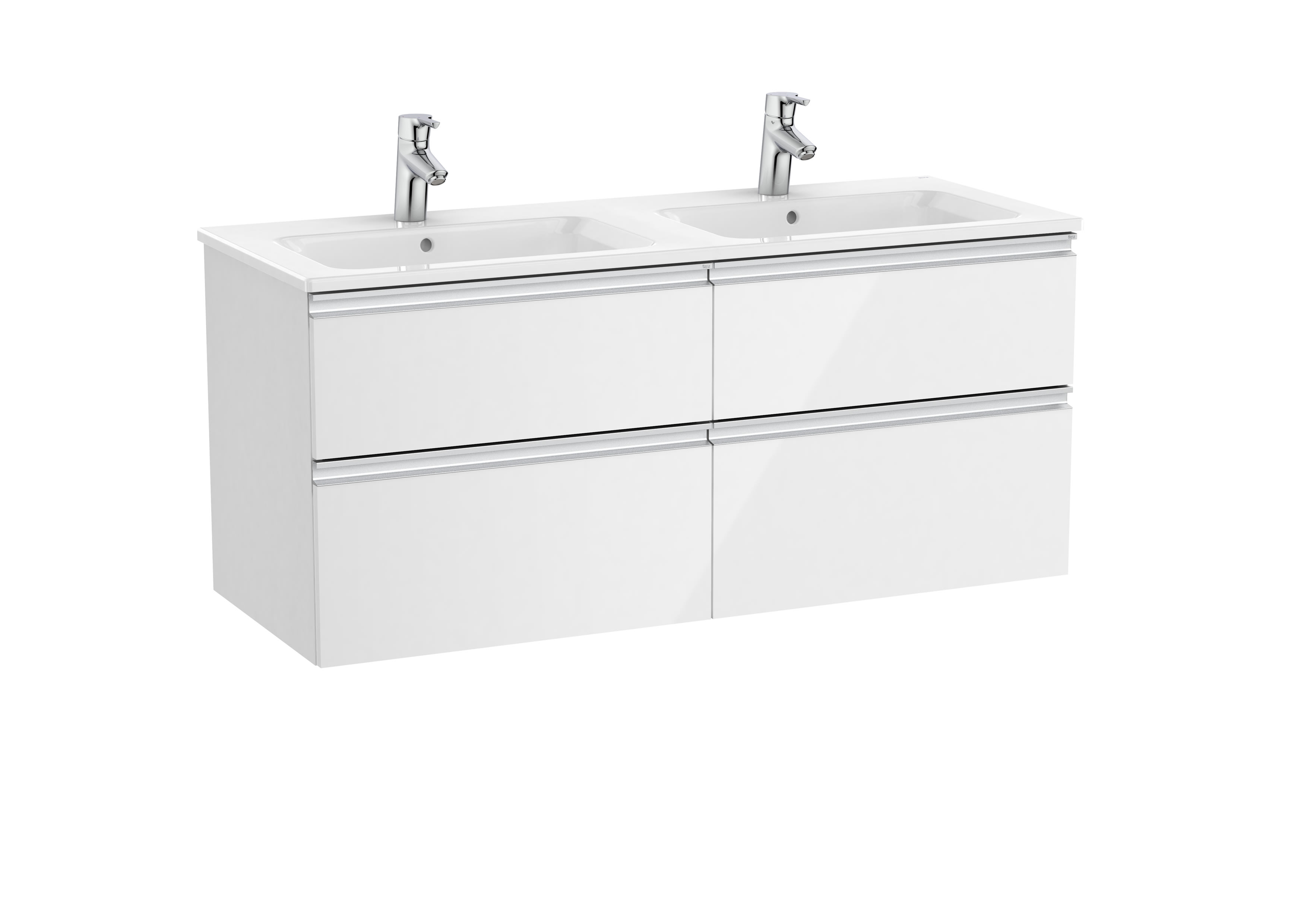 Double vanity unit with 4 drawers and double basin - Glossy White