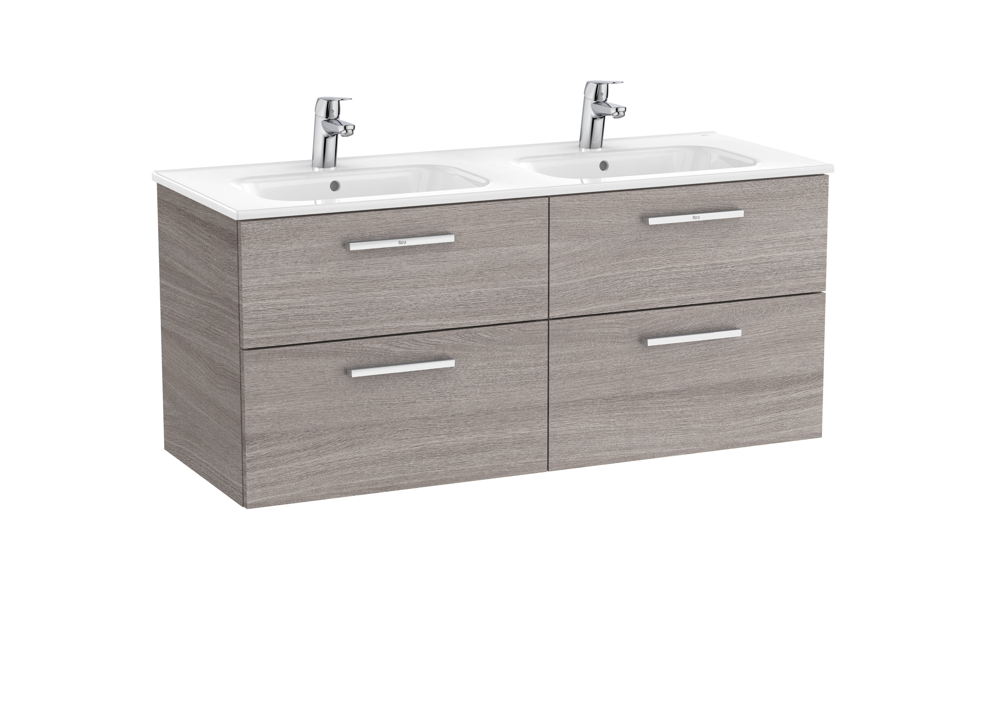 Vanity Unit with 4 drawers and double basin - City oak