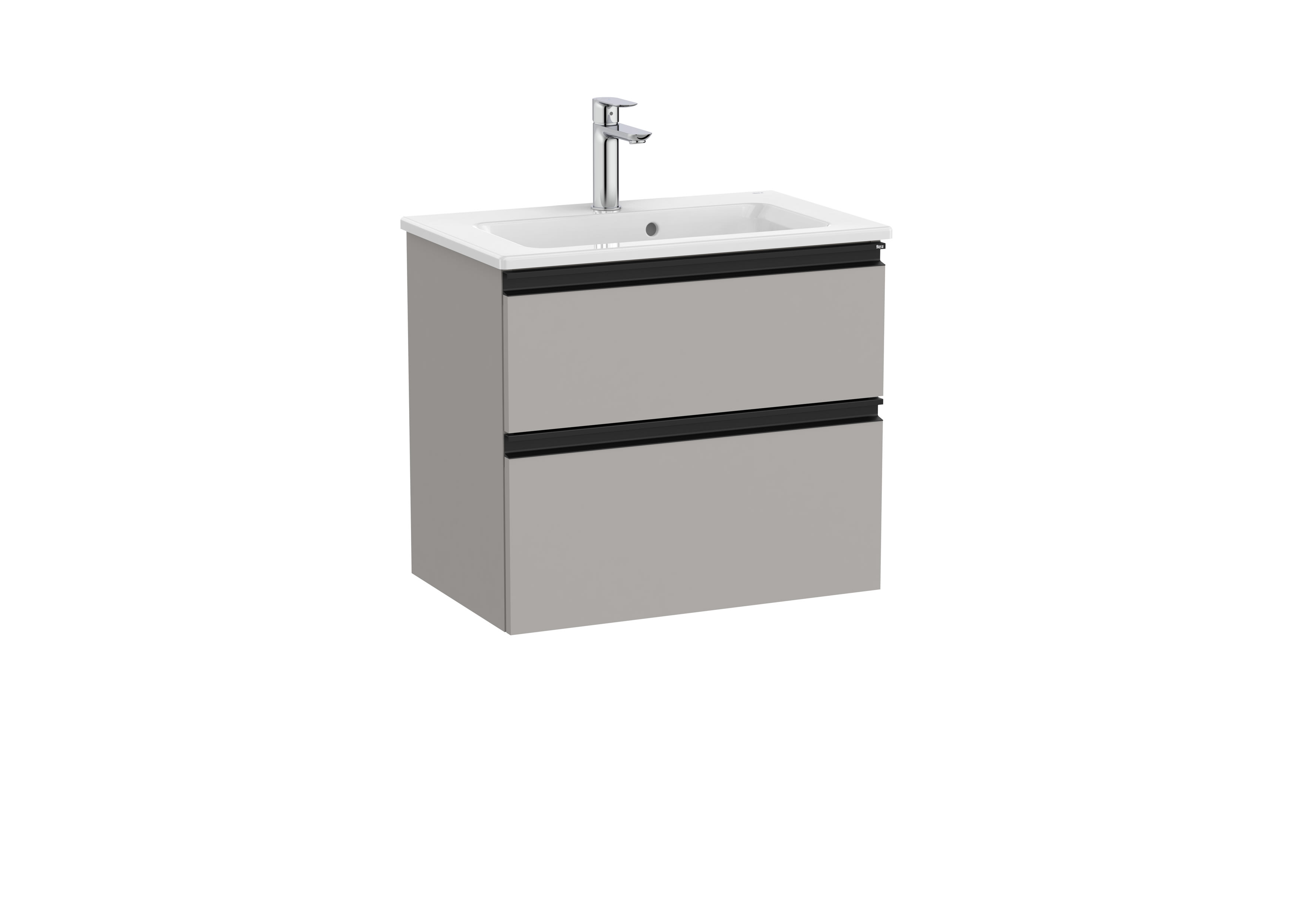 Compact vanity unit with 2 drawers and basin - Matt Grey