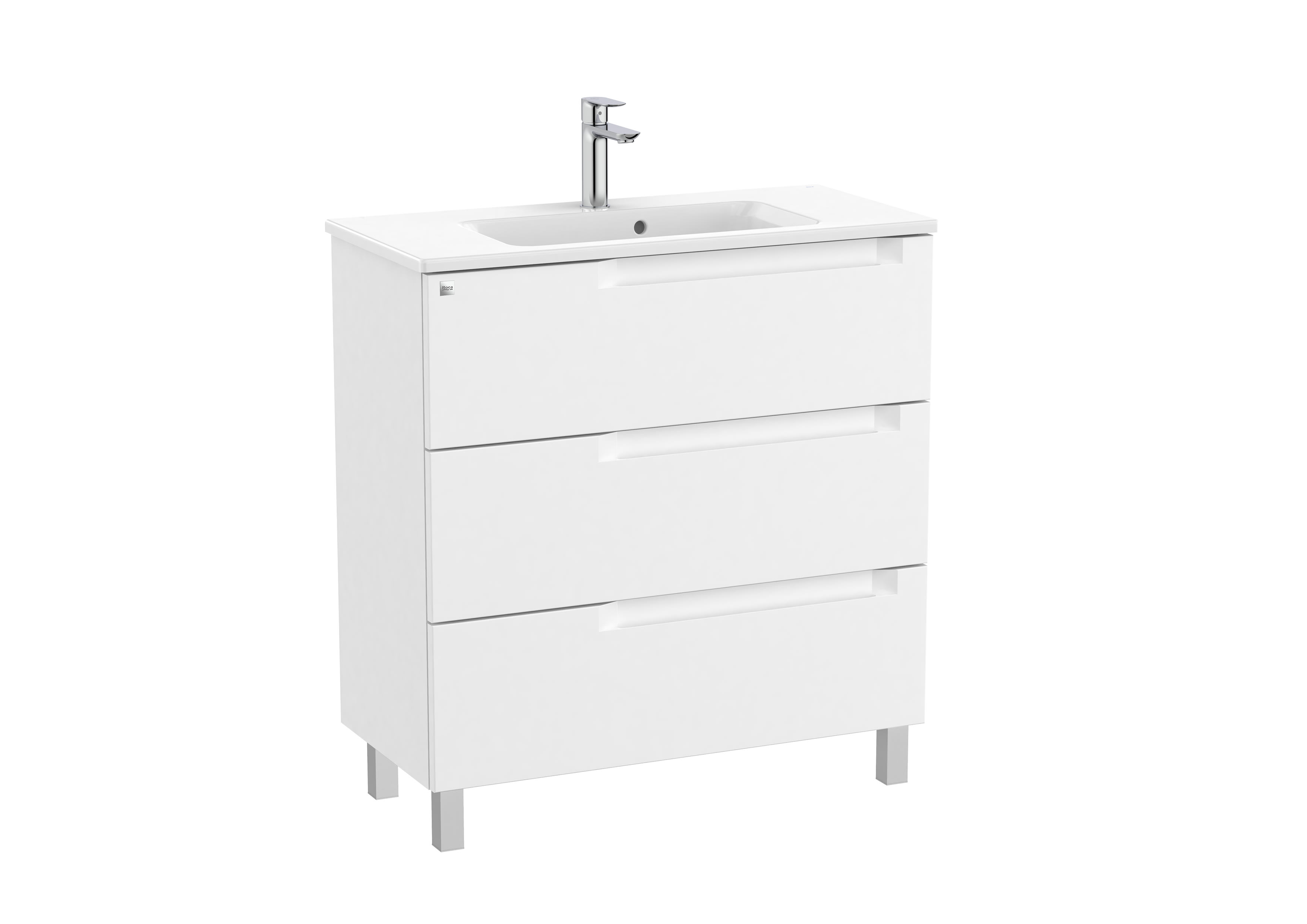 Unik (compact vanity unit with 3 drawers and basin) - Matt White