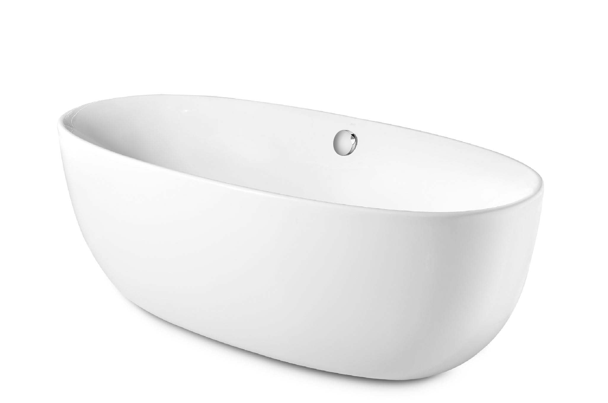 Oval freestanding bath in acrylic with waste kit