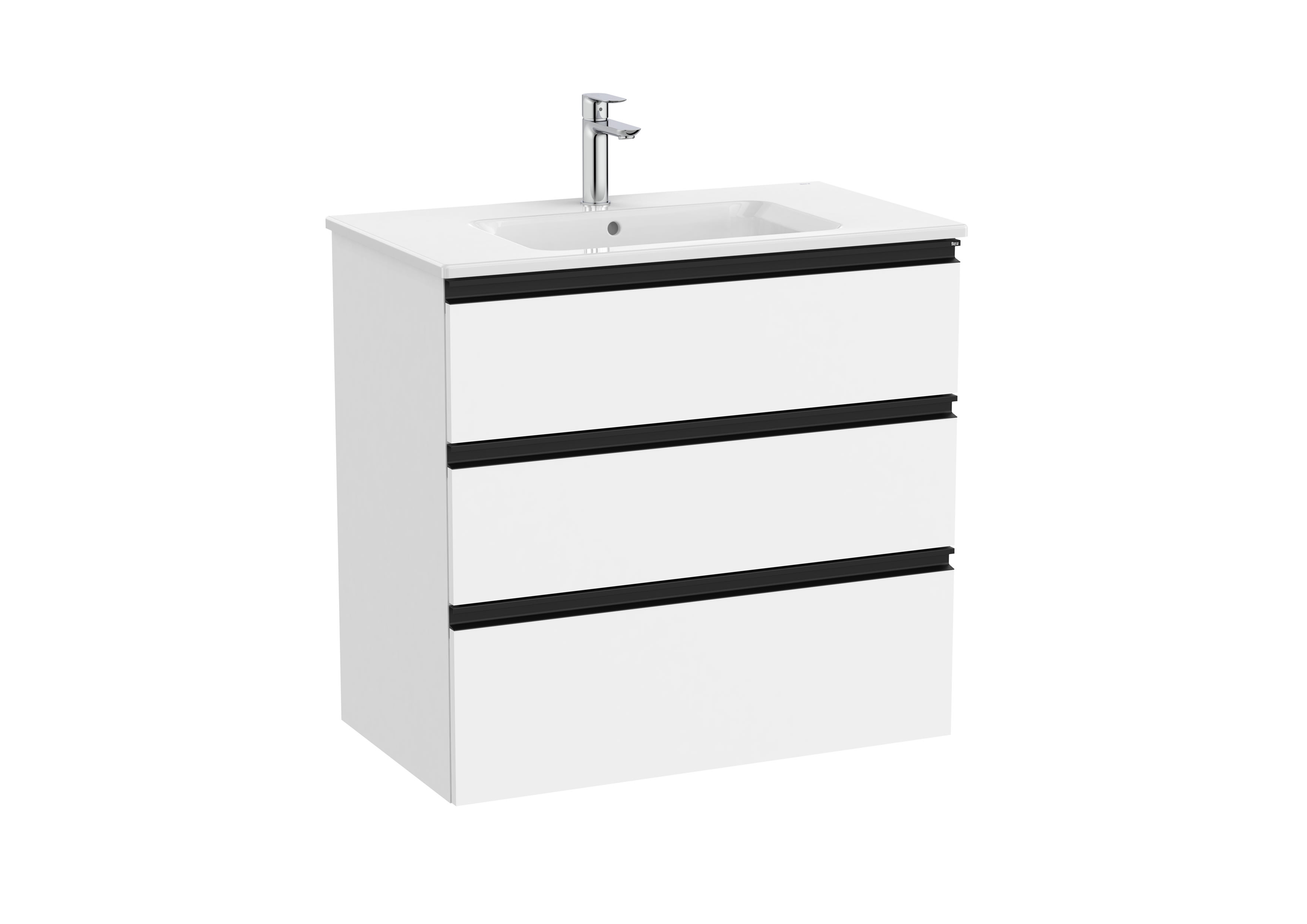 Vanity unit with 3 drawers and basin - White Matt
