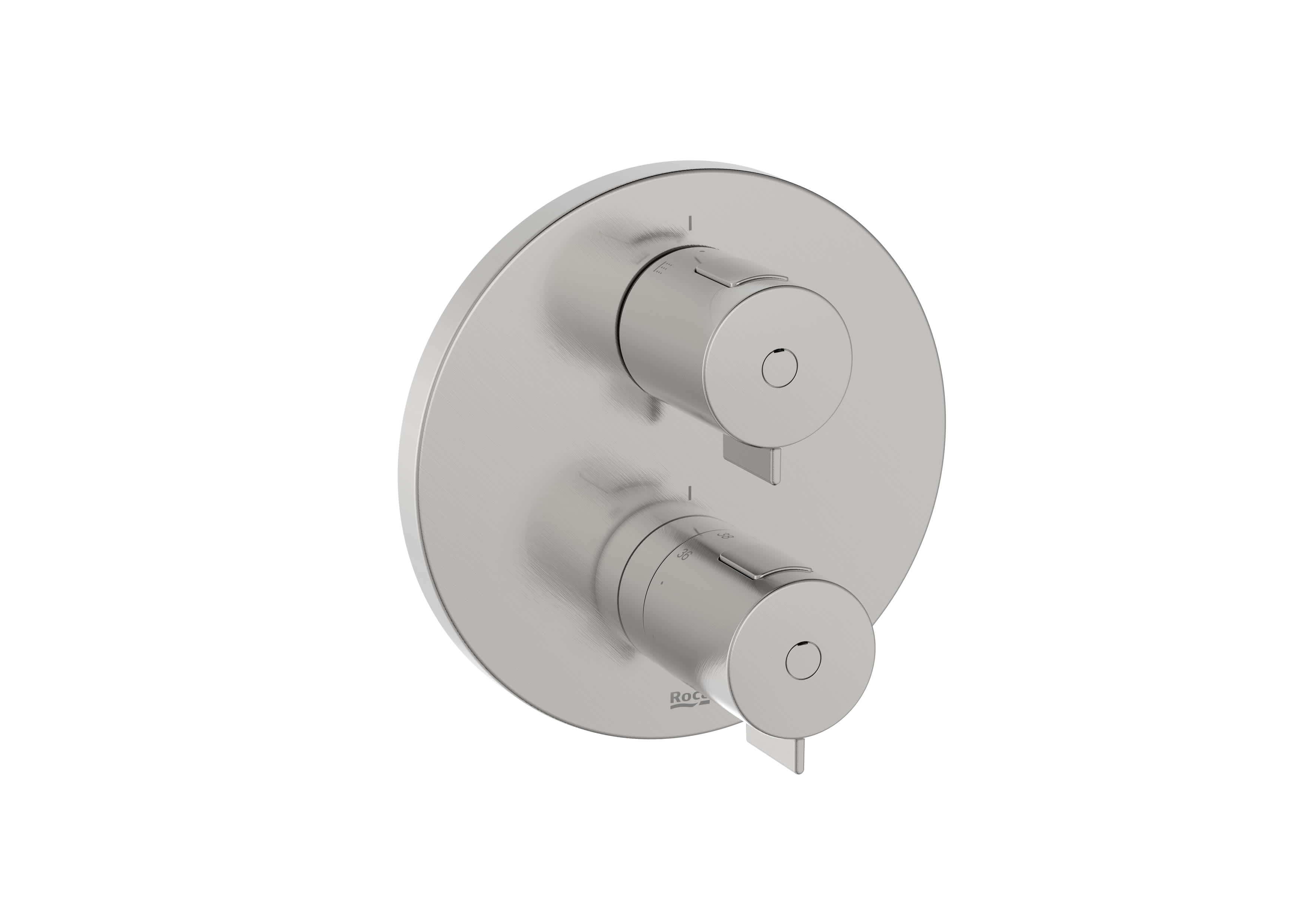 Built-in thermostatic bath-shower mixer with automatic diverter (2 ways). RocaBox required A525869403 - Stainless Steel Finish