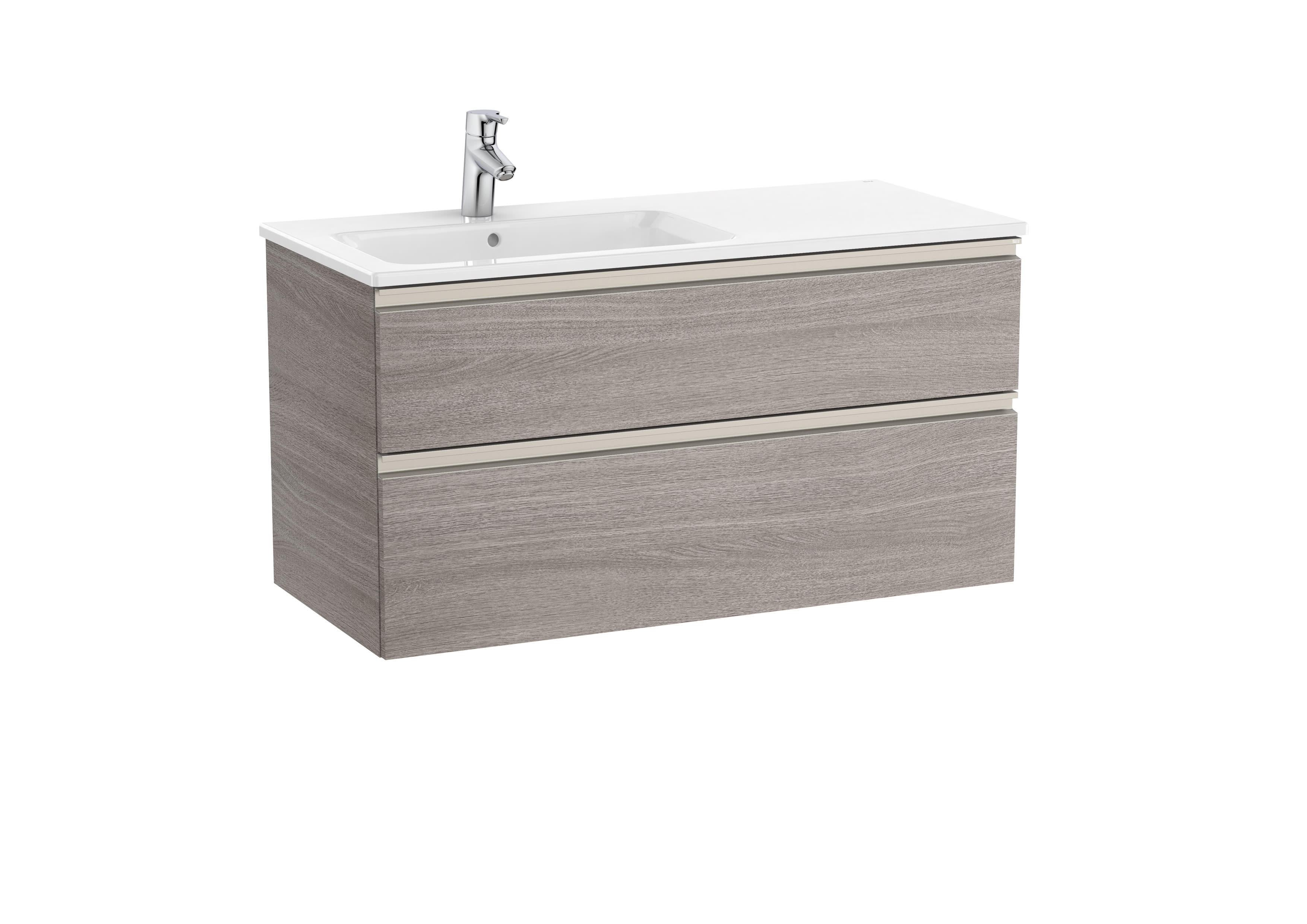 Vanity unit with 2 drawers and left hand basin - City oak