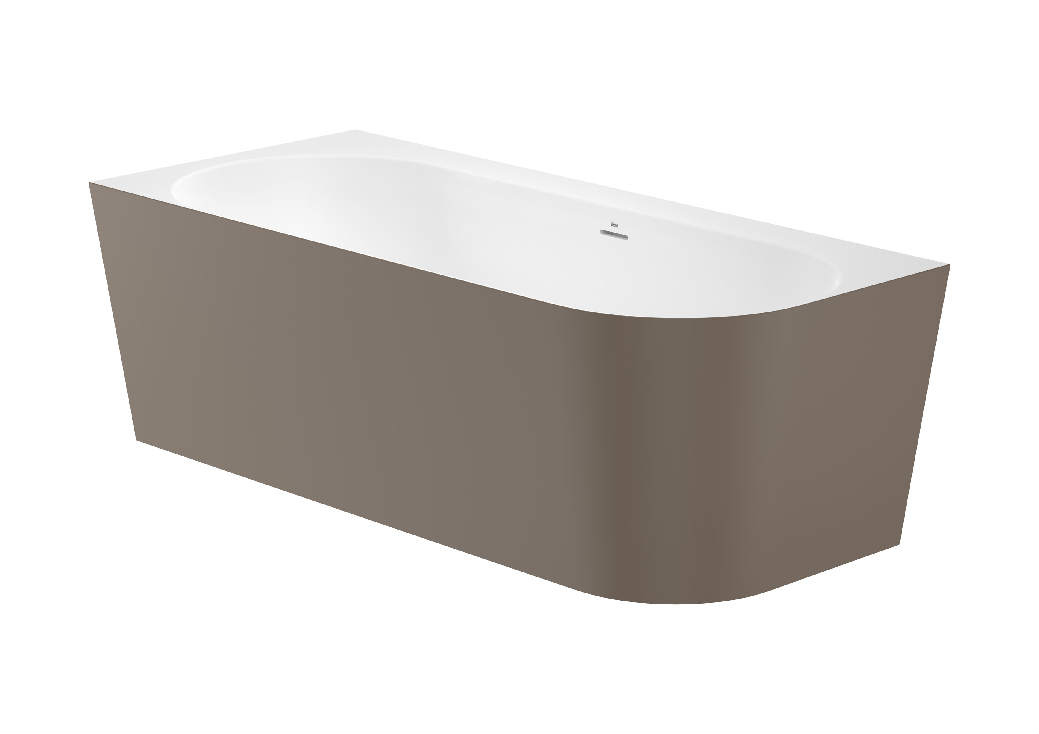 Back to wall freestanding bath. Double-ended STONEX® bath with one wall installation - Coffee/White
