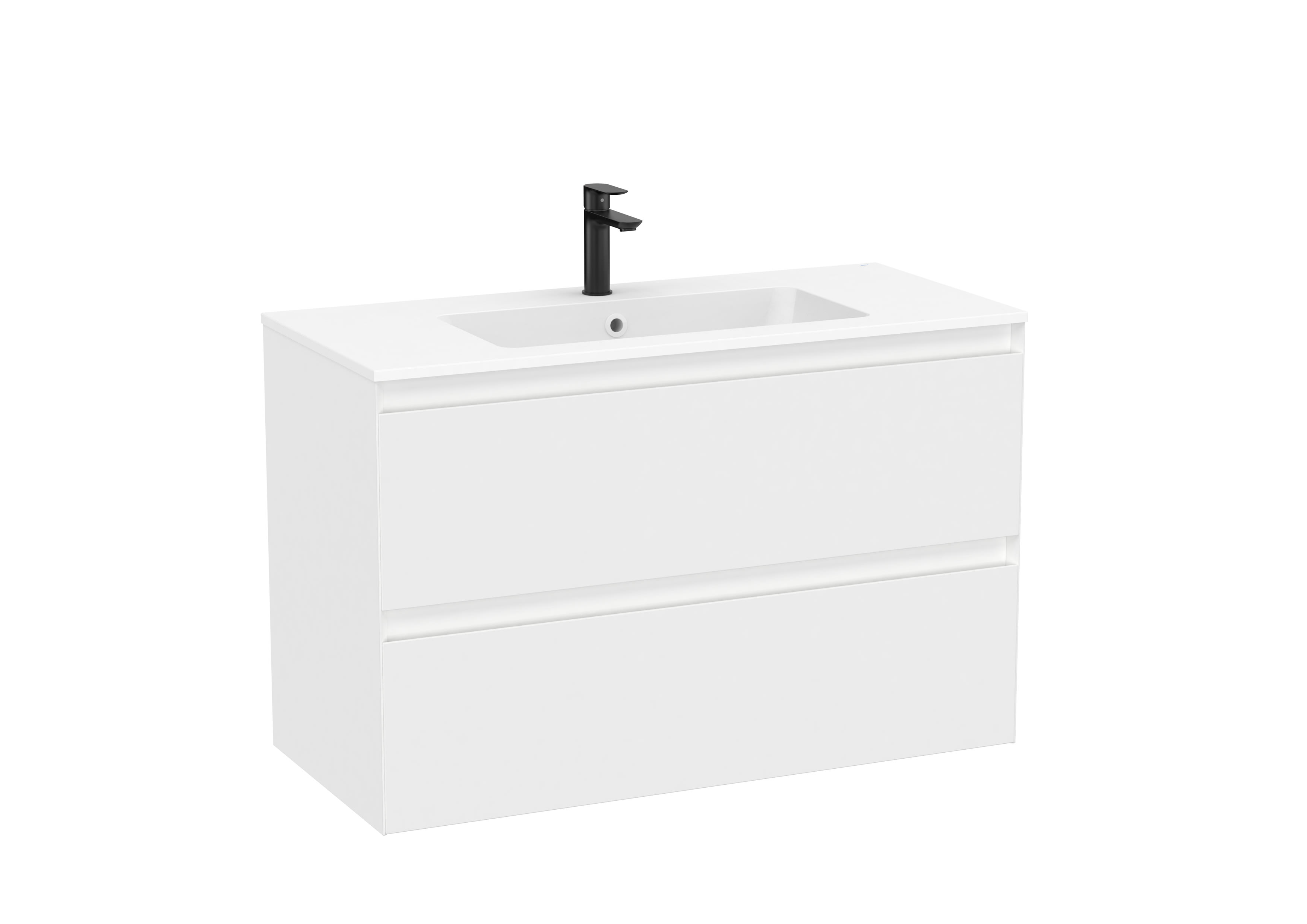 Unik Vanity unit with two drawers and Matt White basin in Stonex® - Matt White
