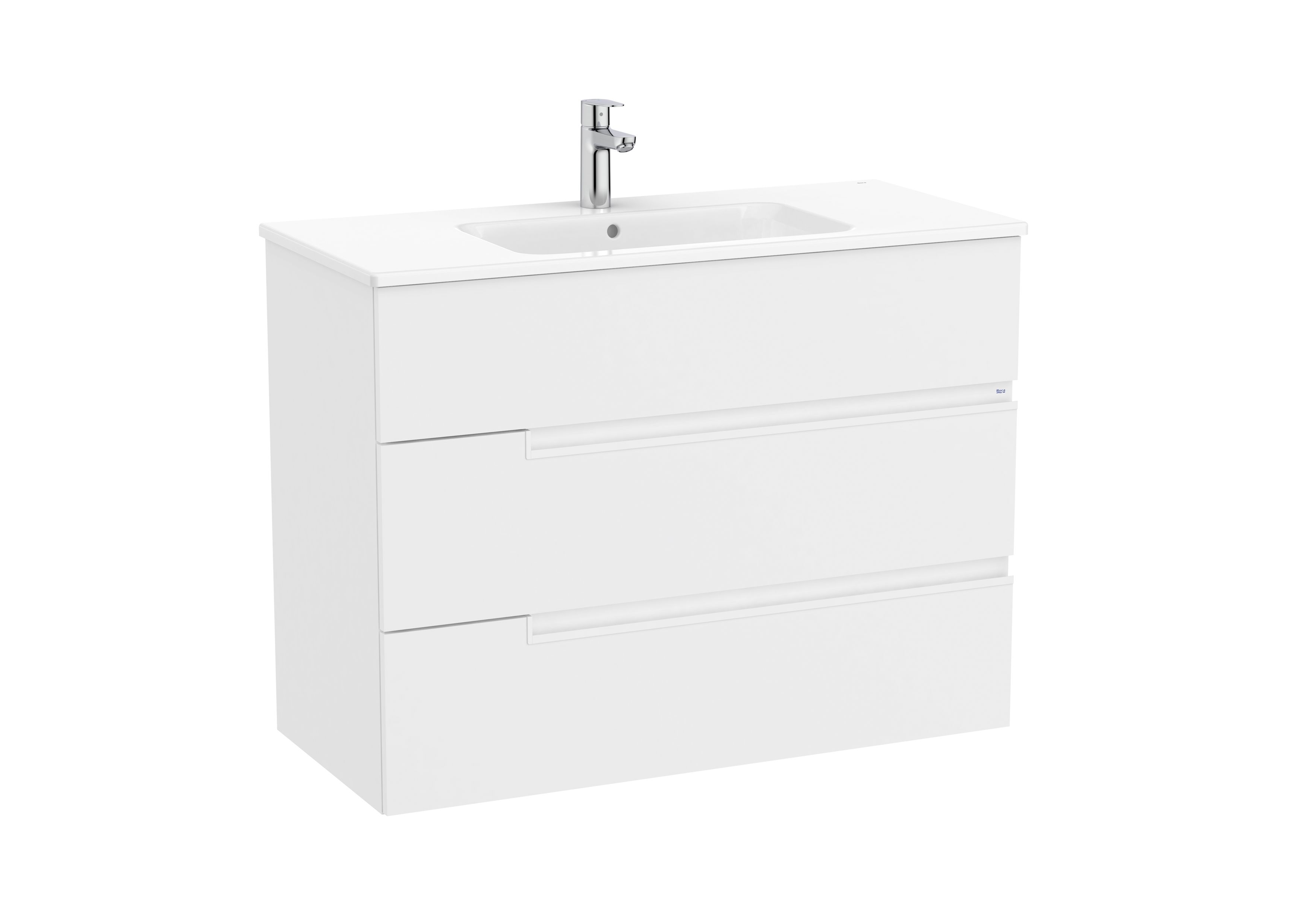 Unik - vanity unit with three drawers and basin - White Matt