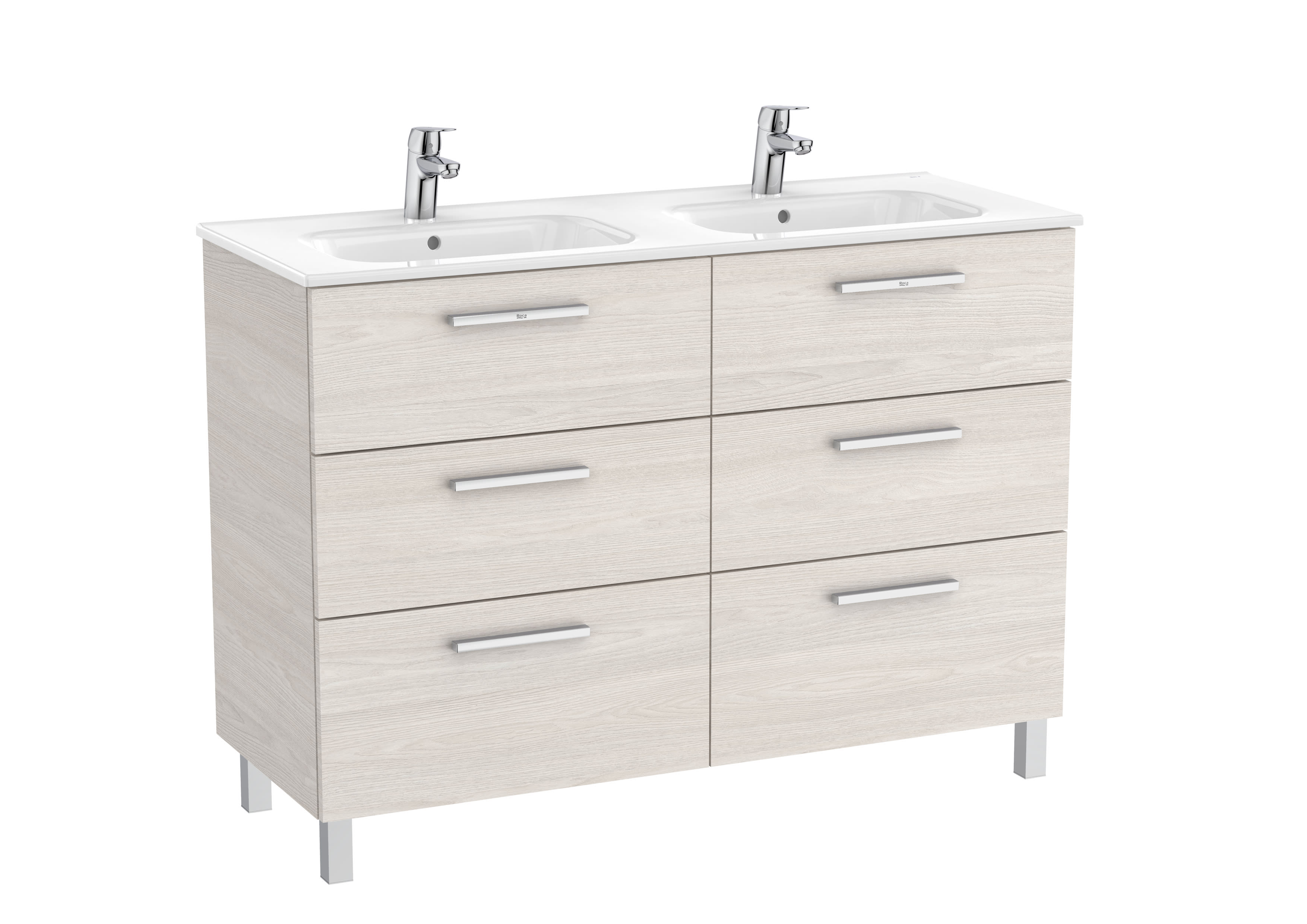 Vanity Unit with 6 drawers and double basin - Nordic Ash