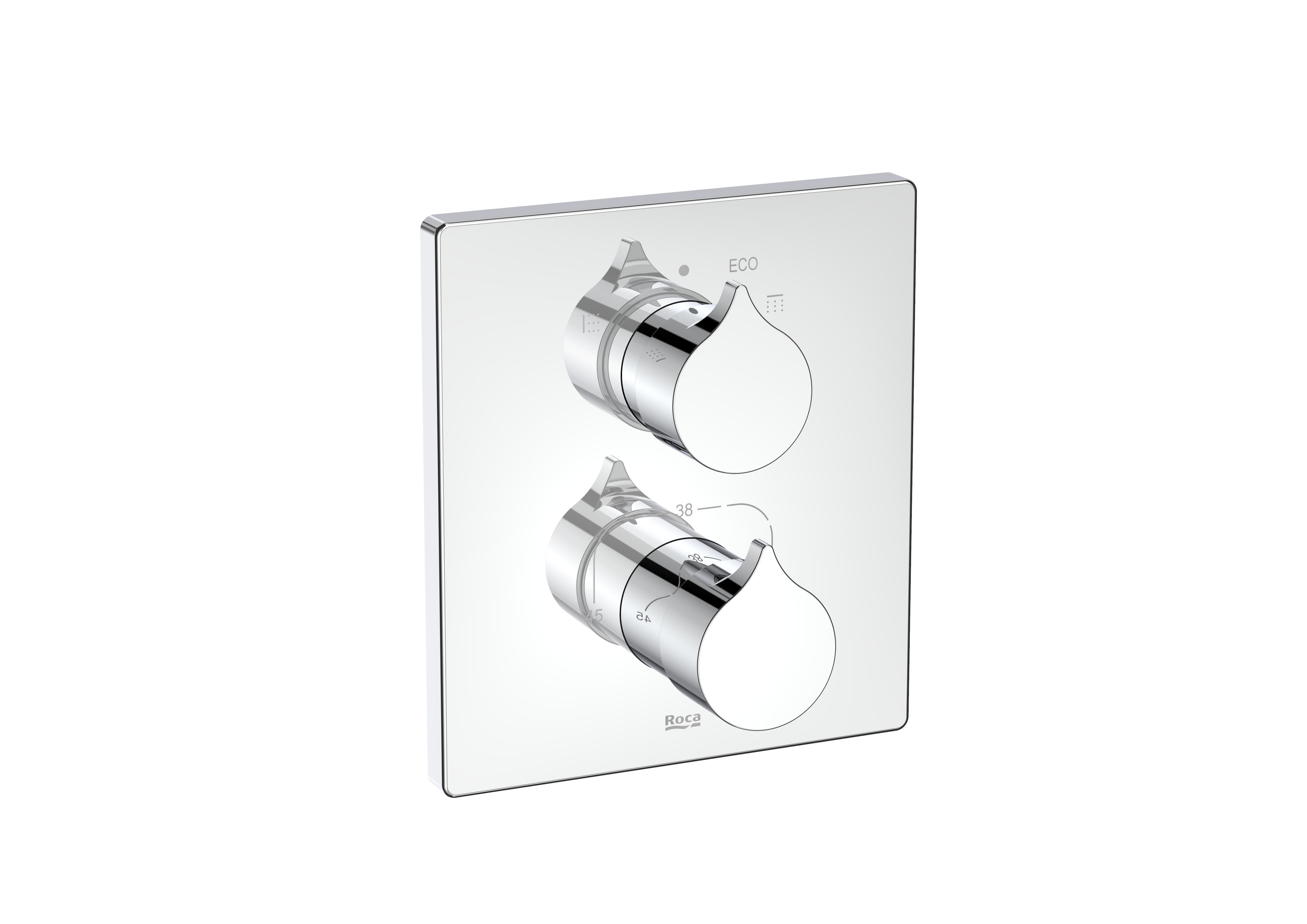 Built-in thermostatic bath-shower mixer with automatic diverter and 2 outlets. Required: RocaBox A525869403