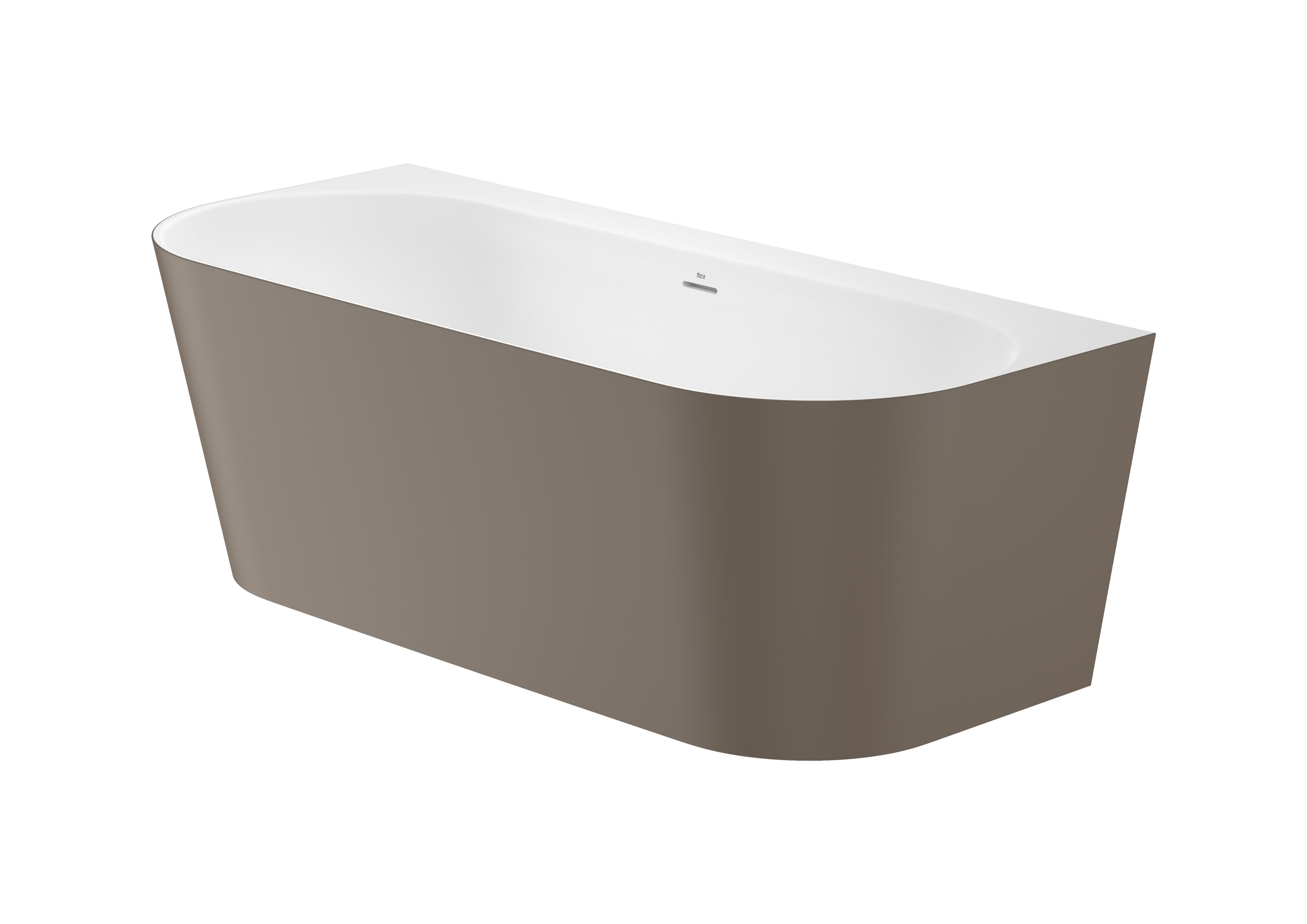 Back to wall freestanding bath. Double-ended STONEX® bath with one wall installation - Coffee/White