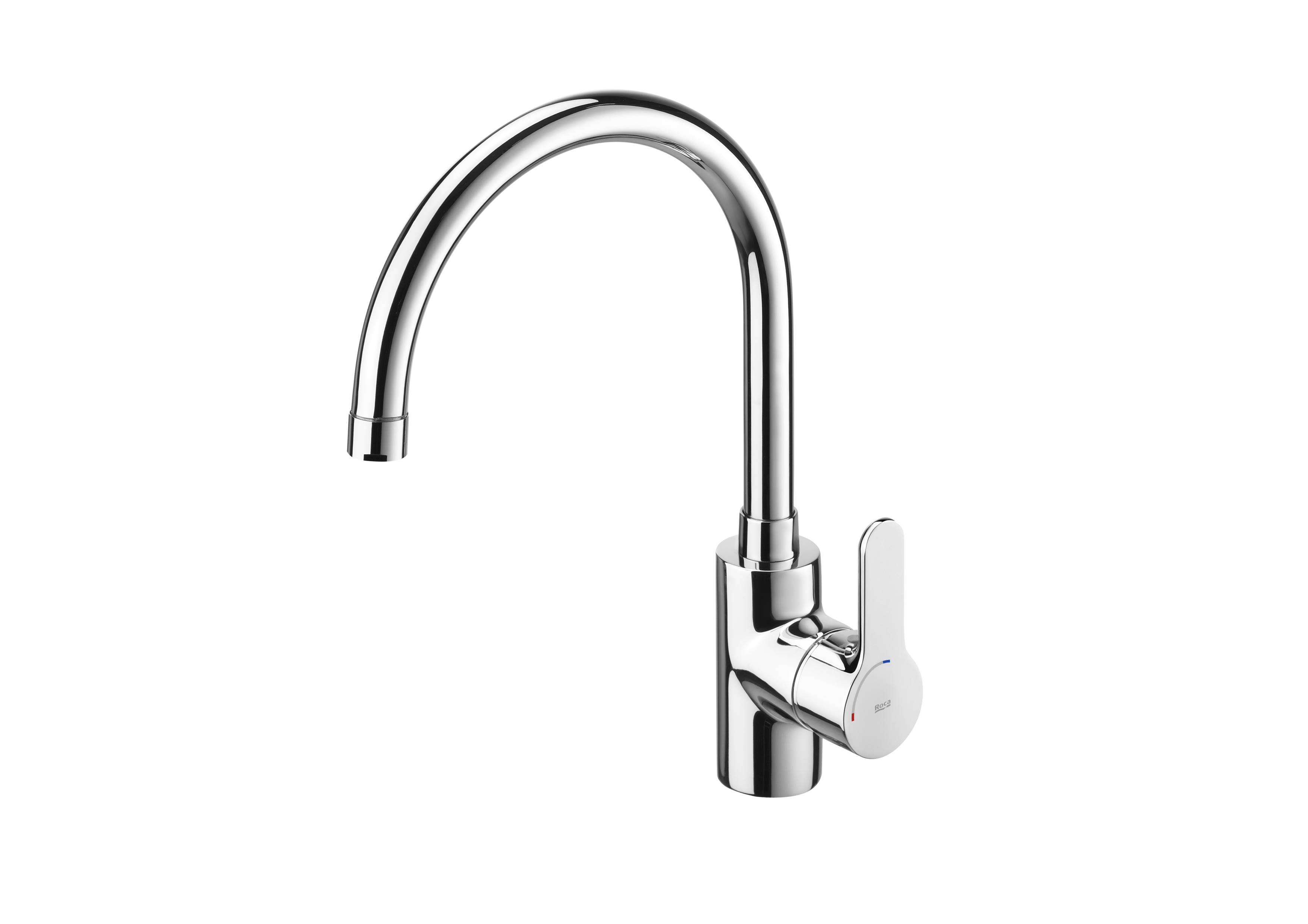 Kitchen sink mixer with high swivel spout and aerator