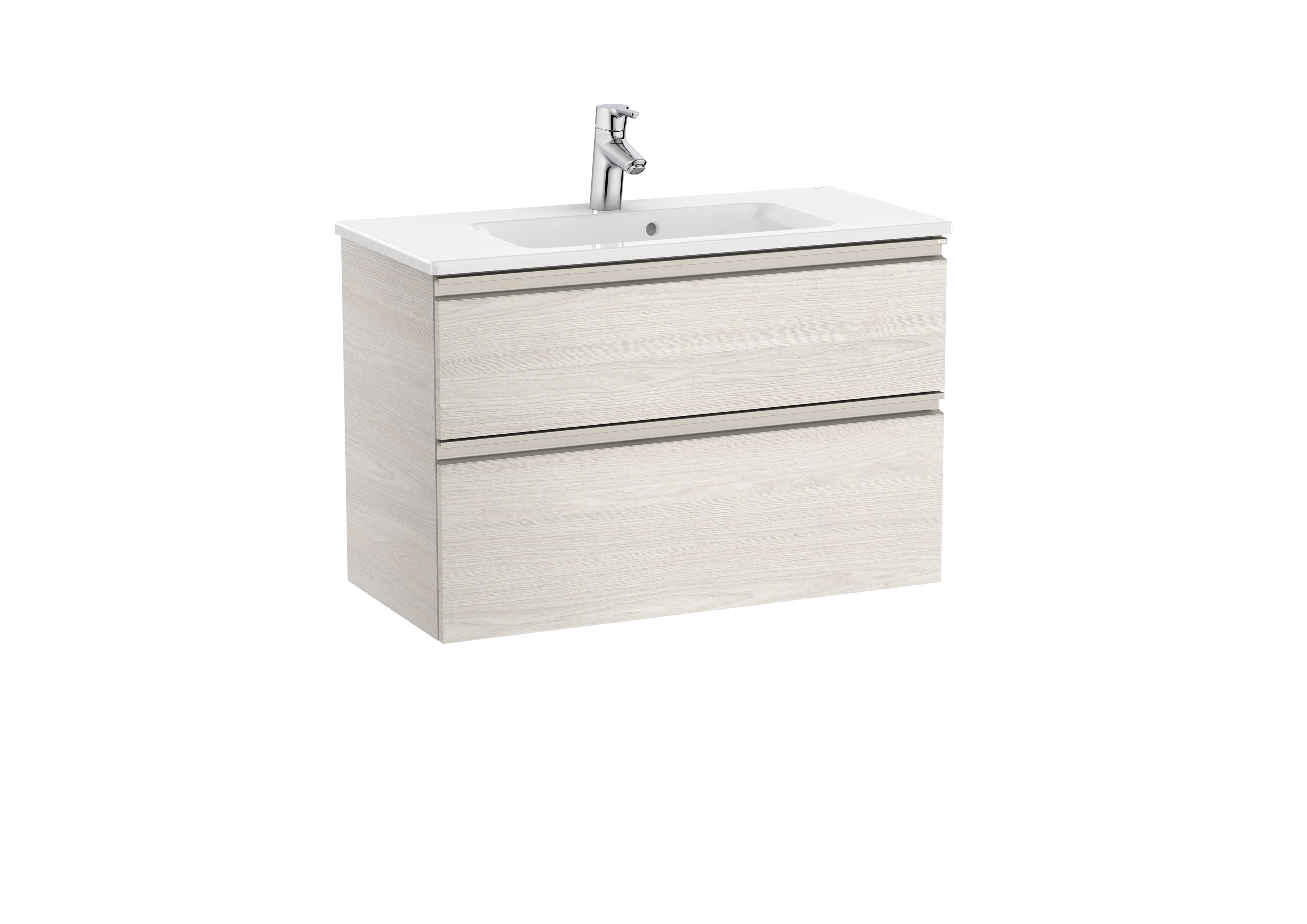Compact vanity unit with 3 drawers and basin - Nordic Ash