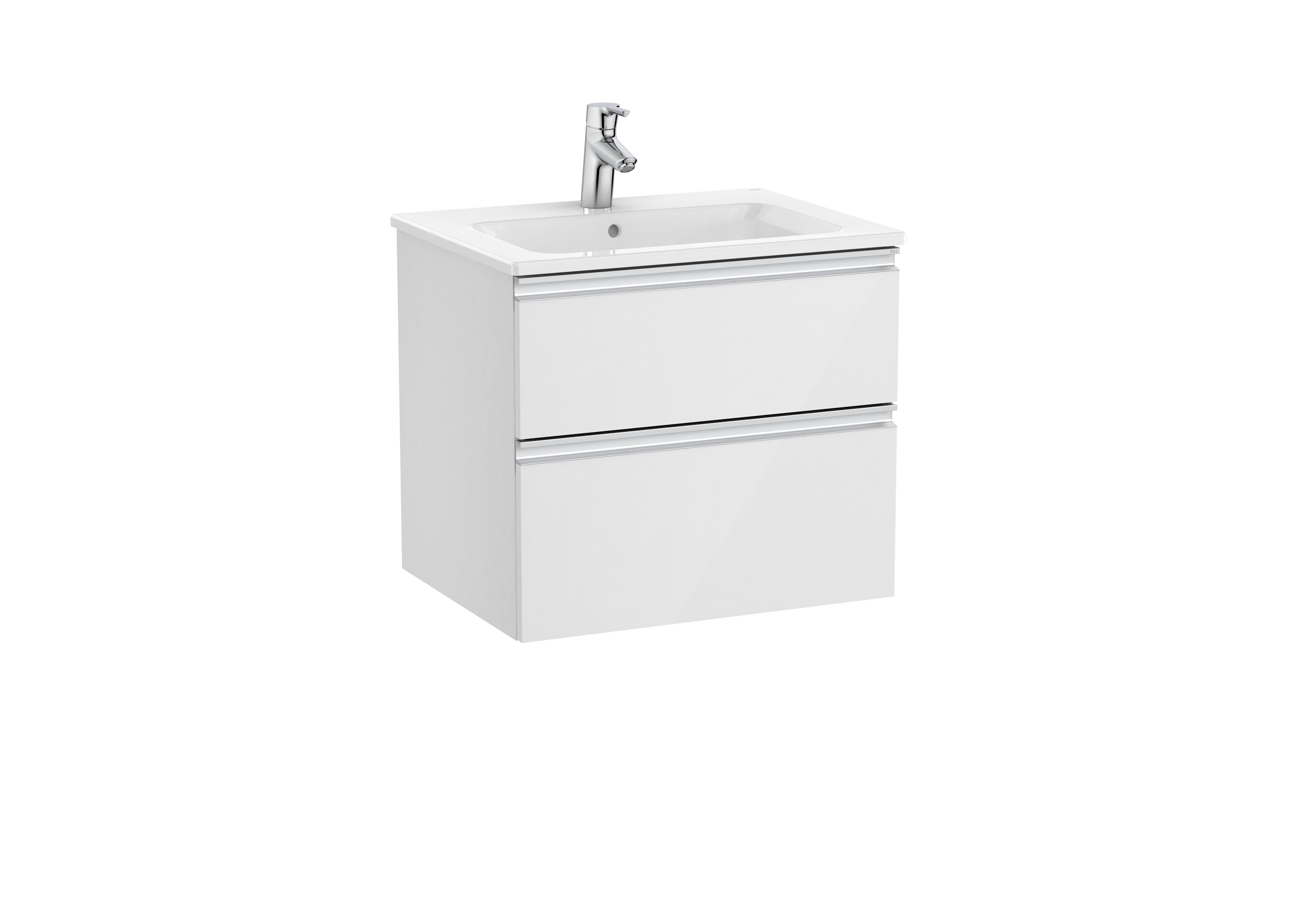Vanity unit with 2 drawers and basin - Glossy White