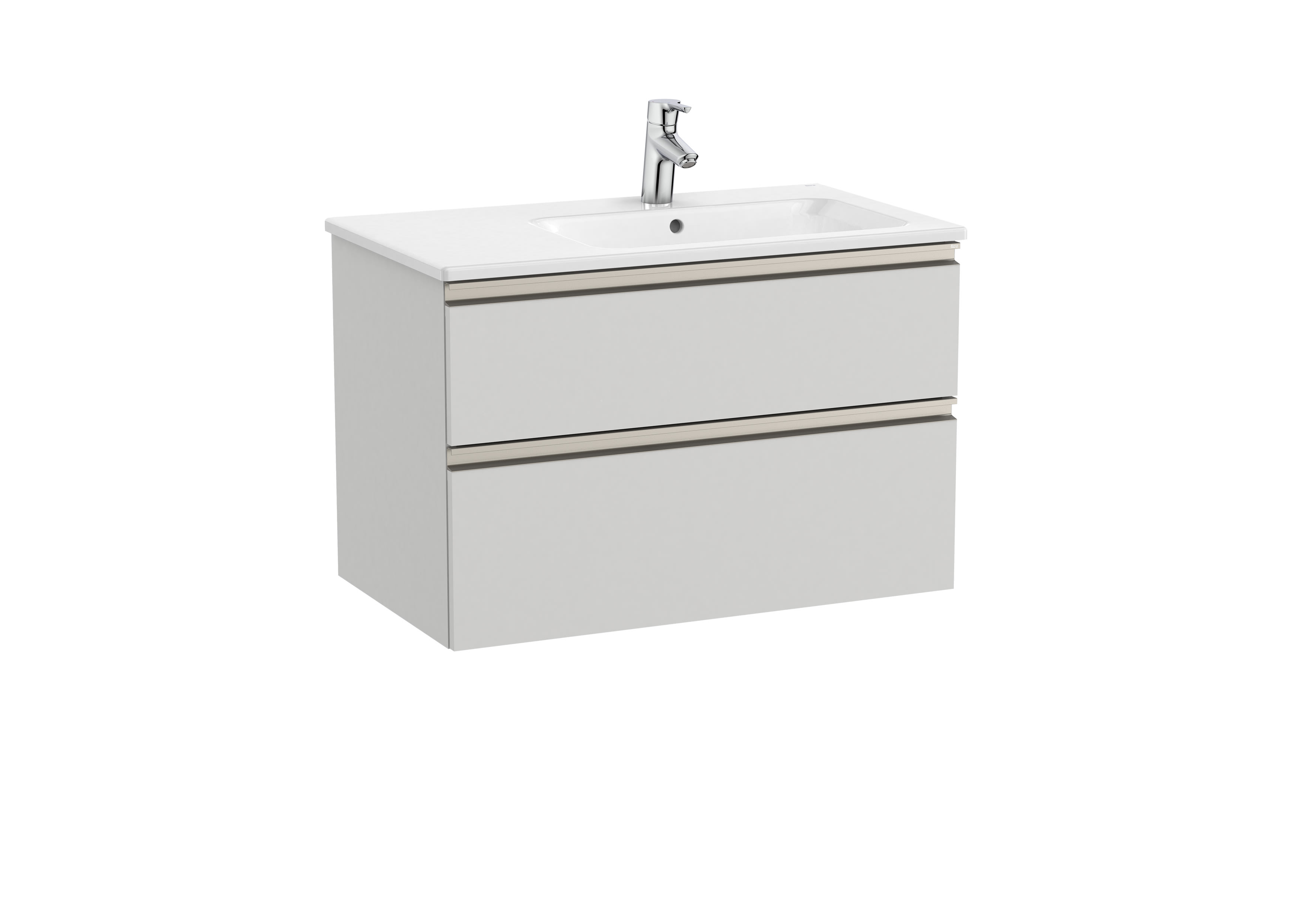 Vanity unit with 2 drawers and right hand basin - Matt Arctic Grey