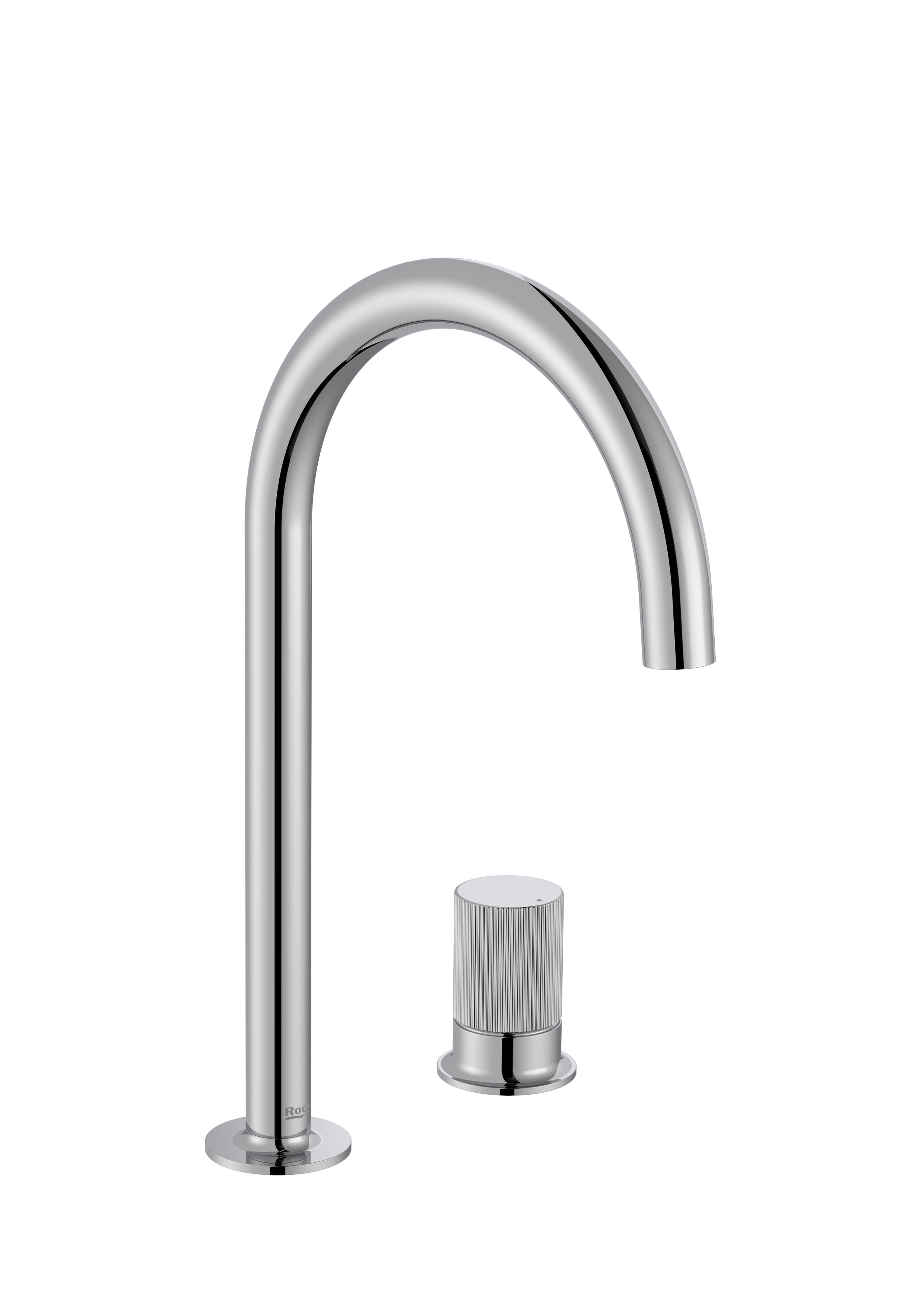 Basin mixer smooth body, deck-mounted with stripe handle - 2 holes -. L-SIZE - Chrome