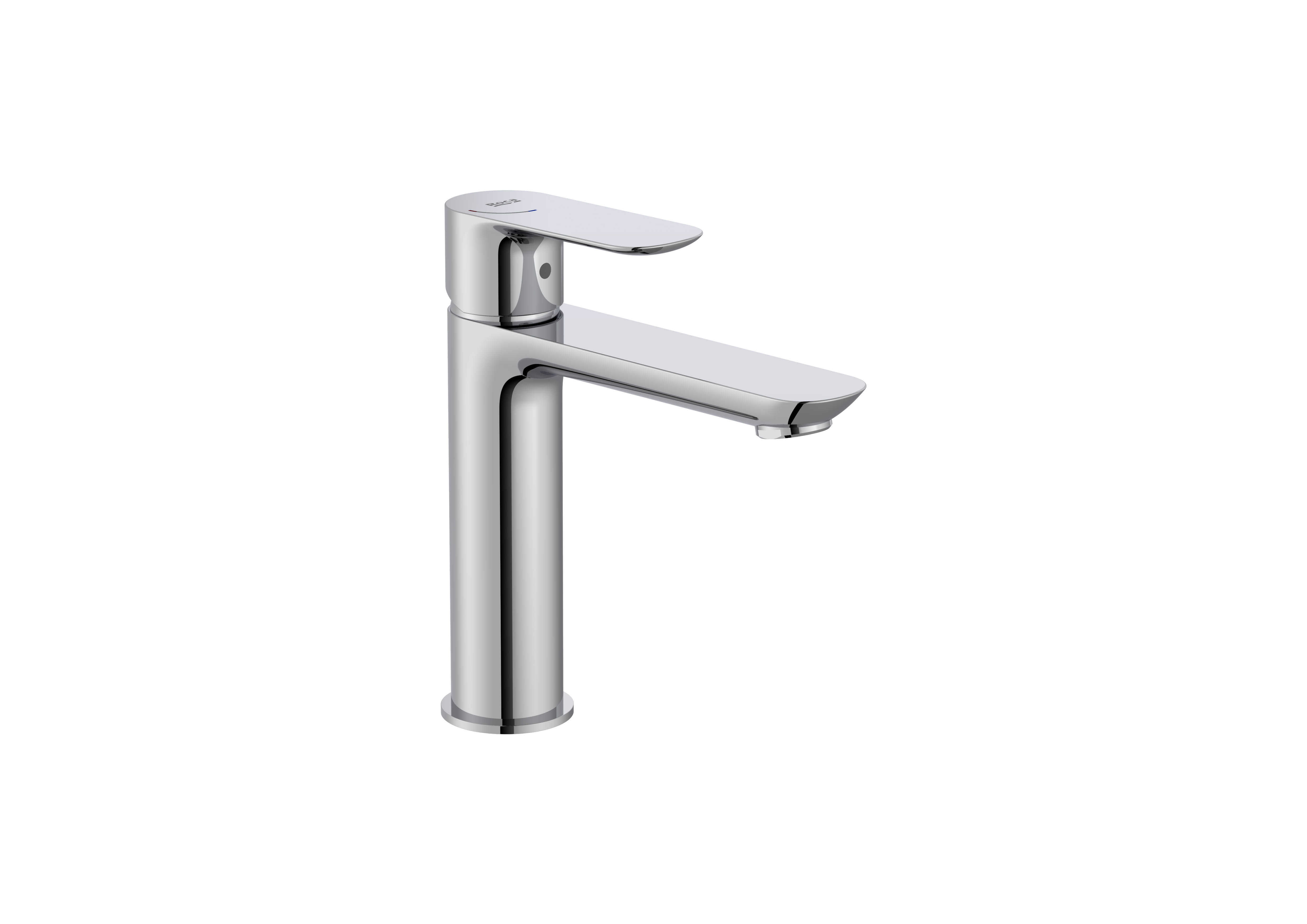 Single lever medium height basin mixer with smooth body, Cold Start