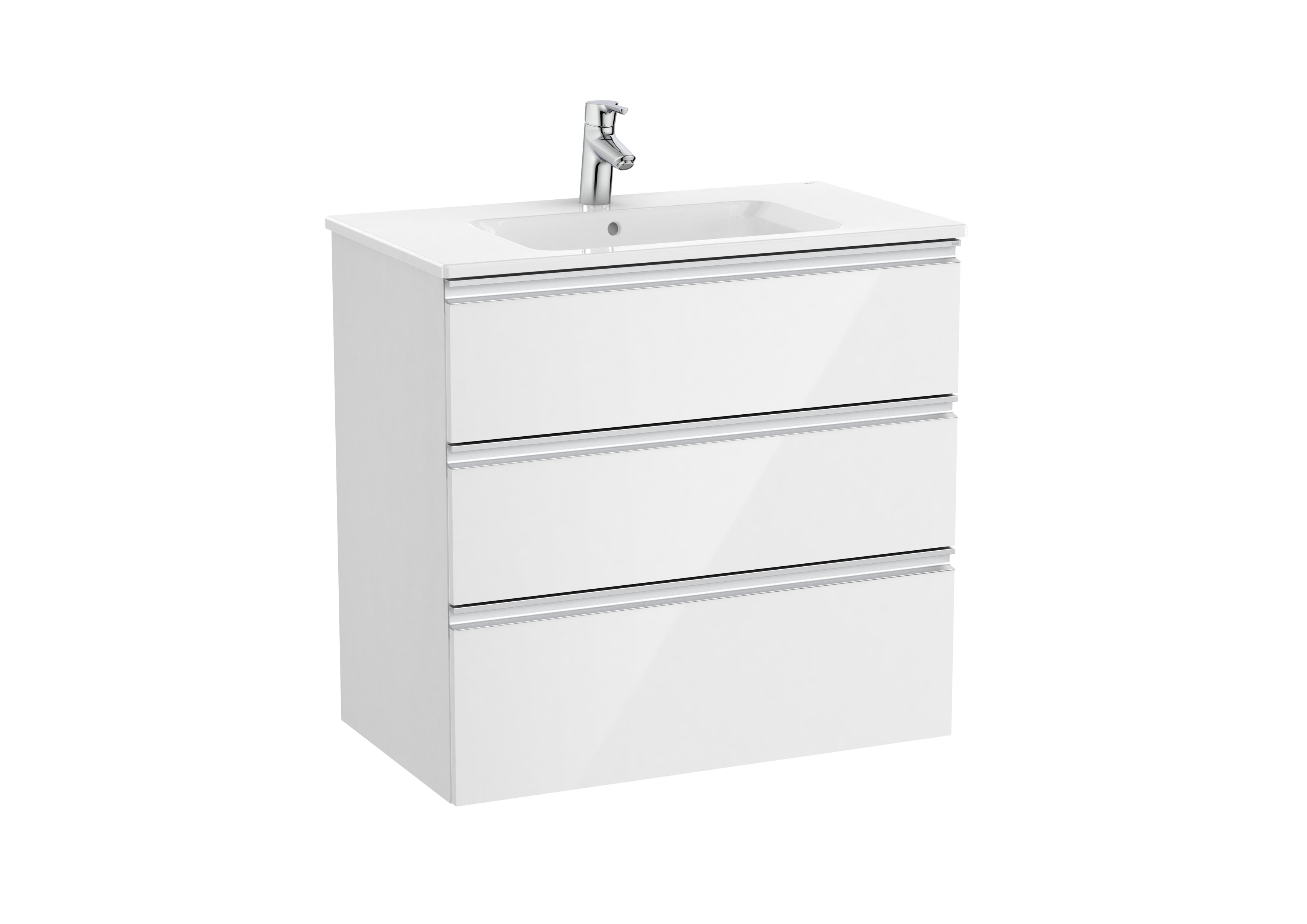 Vanity unit with 3 drawers and basin - Glossy White