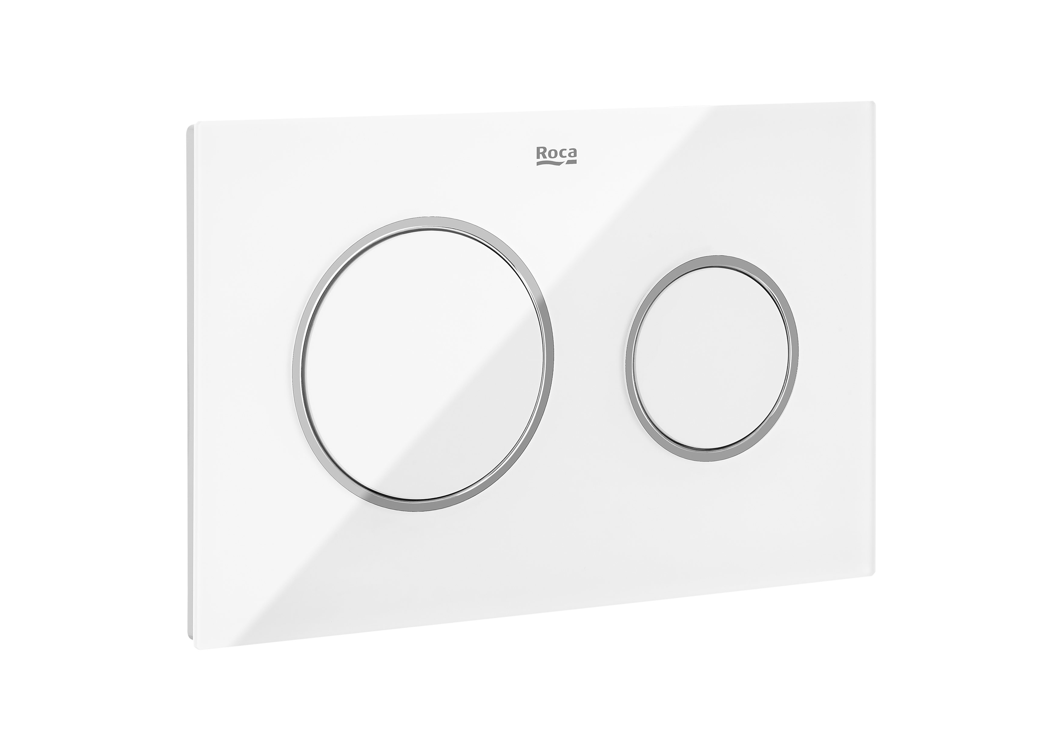 PL10 (DUPLO ONE) - Dual flush operating plate for concealed cistern (Glass finish with Silver edge) - White with glass