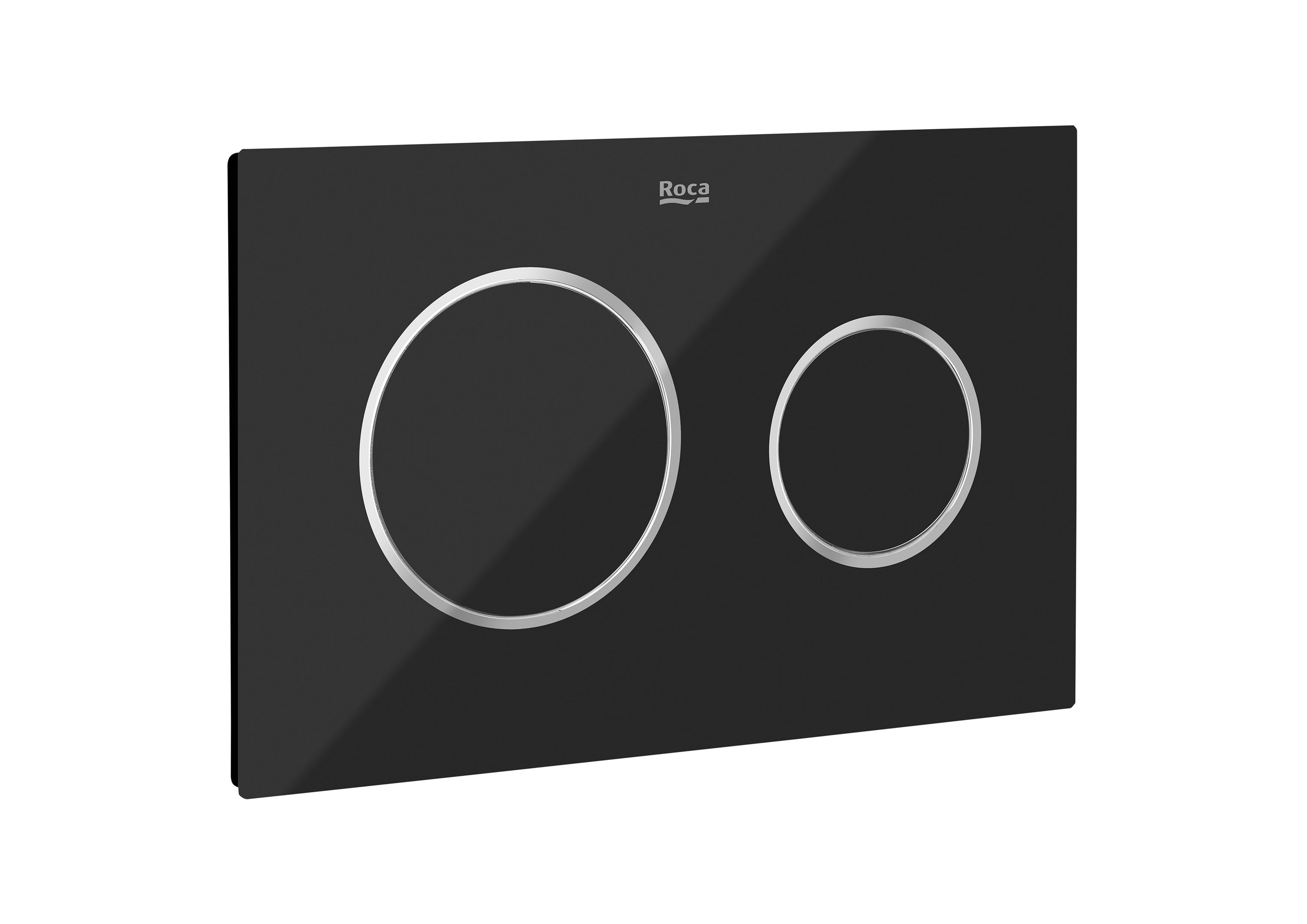 PL10 (DUPLO ONE) - Dual flush operating plate for concealed cistern (Glass finish with Silver edge) - Black with glass
