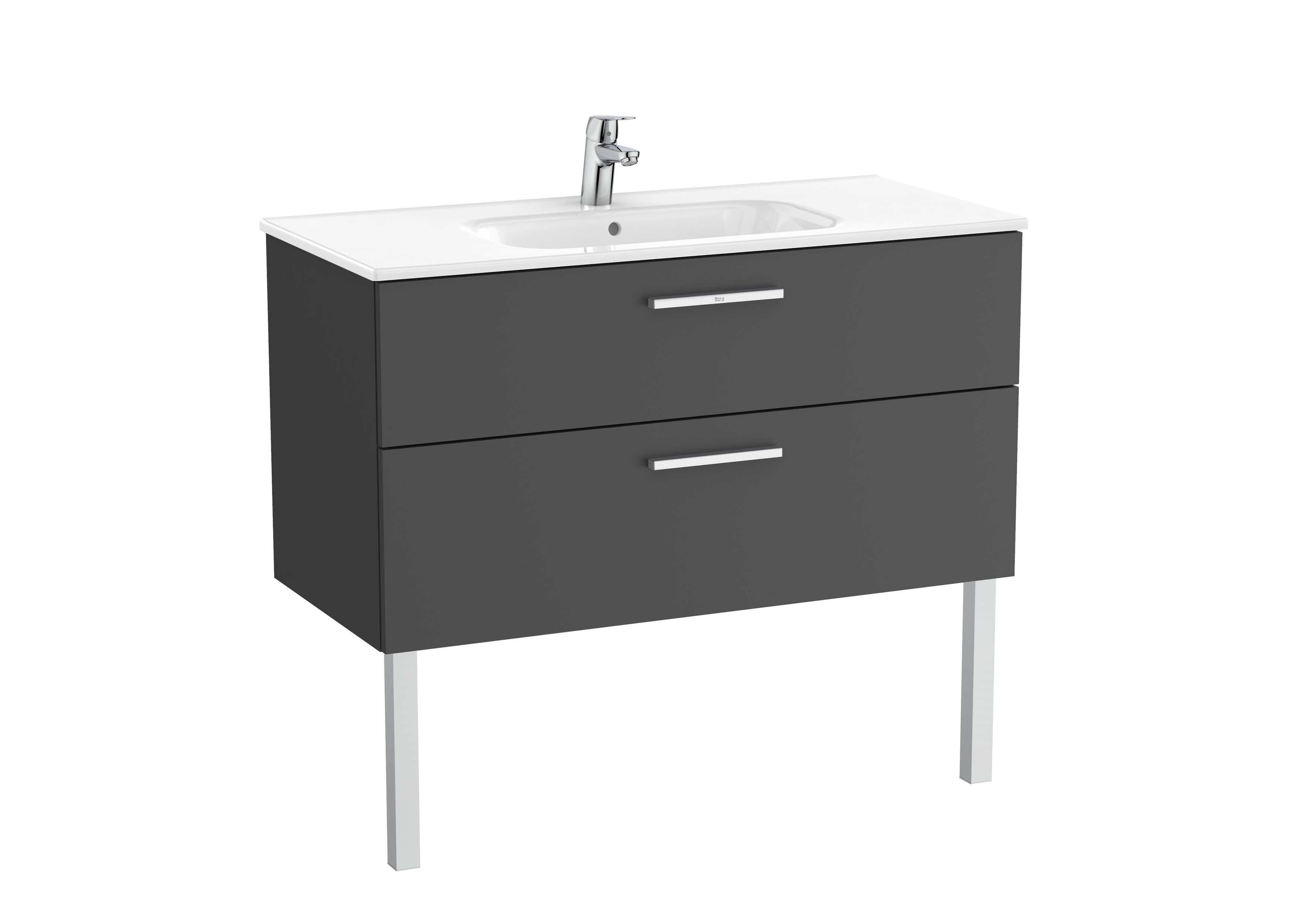 Vanity Unit with 2 drawers and basin - Gloss Anthracite Grey
