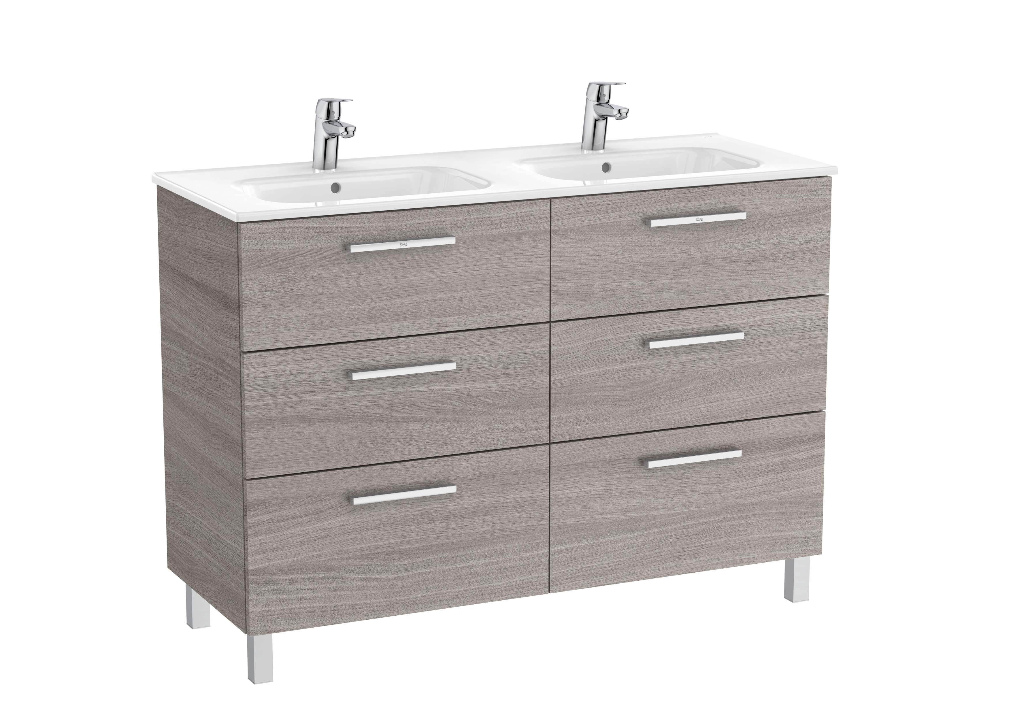 Vanity Unit with 6 drawers and double basin - City oak