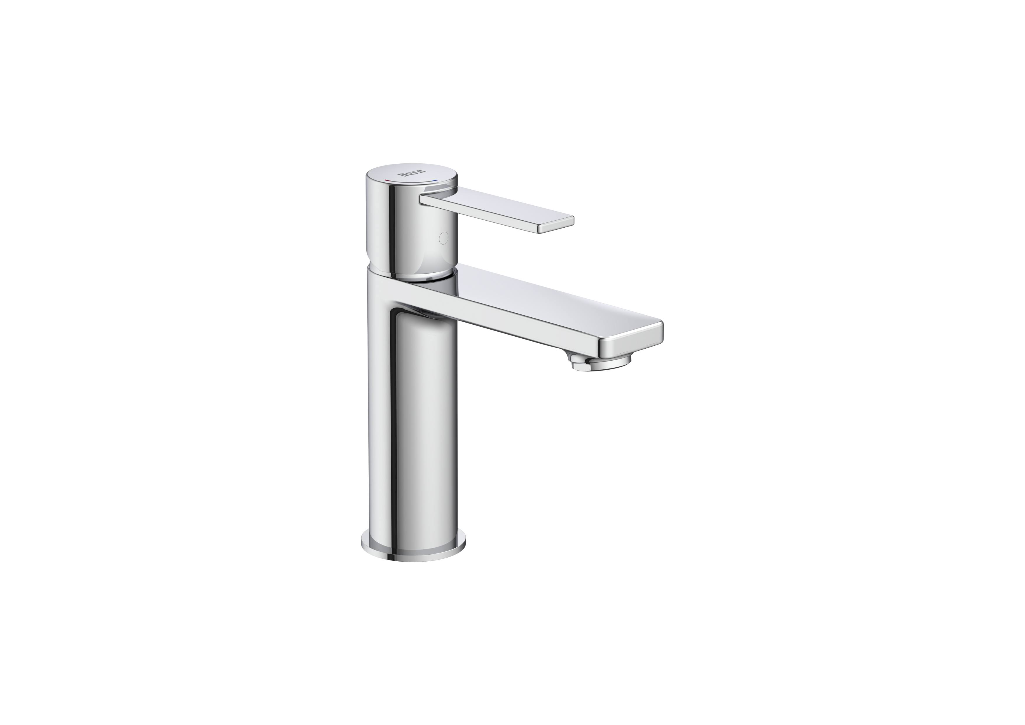Basin mixer with smooth body and flexible supply hoses. Cold Start. S-Size - Chrome