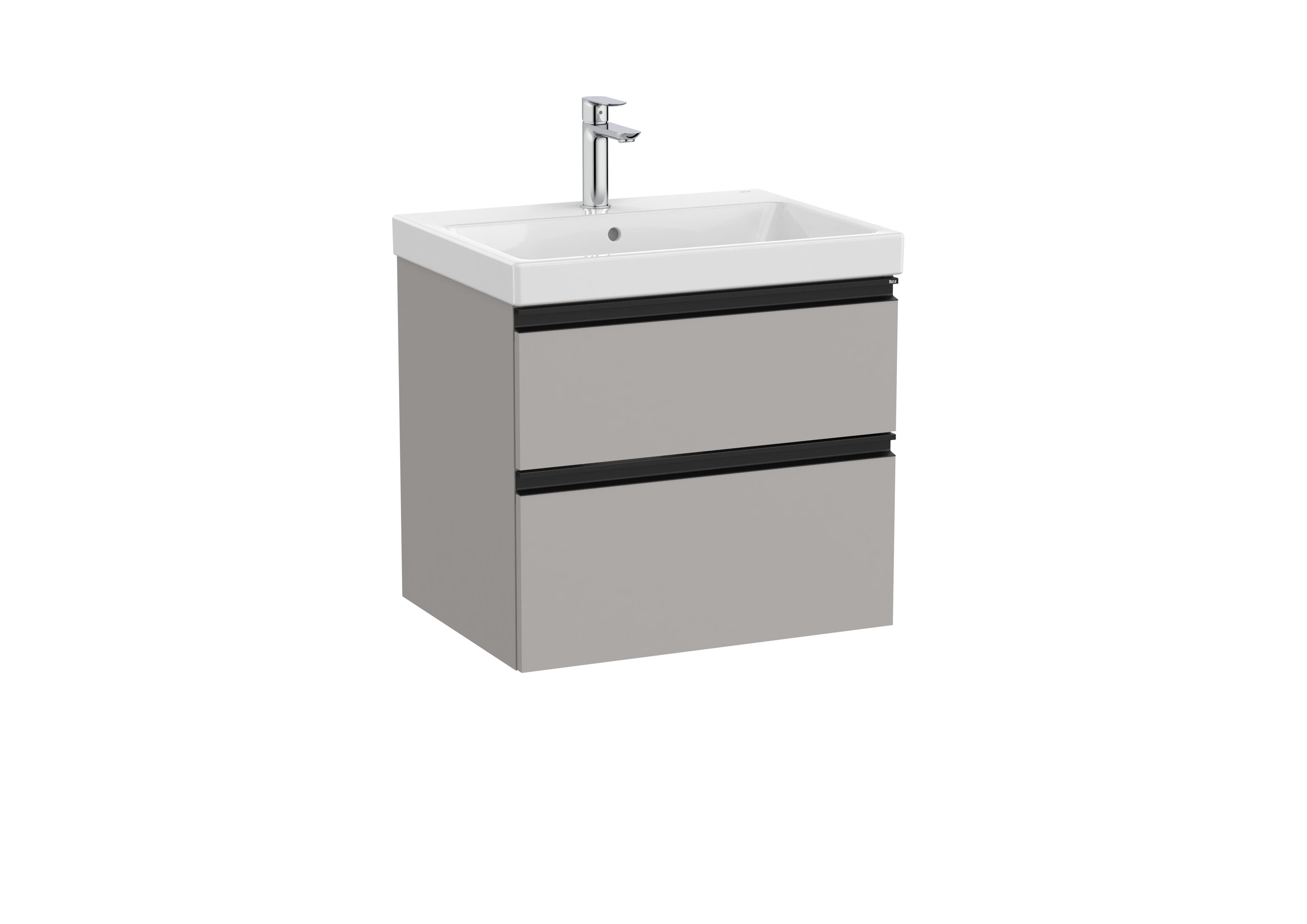 Vanity unit with two drawers and basin - Matt Grey