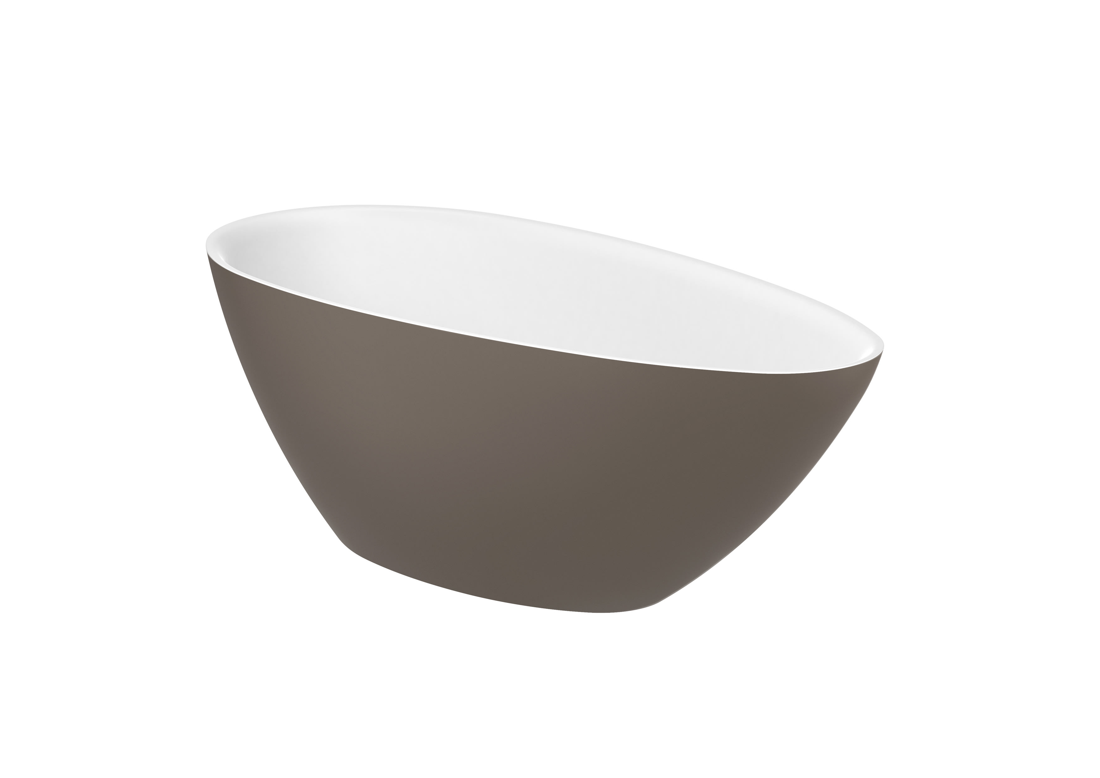Stonex® oval bathtub with drain - Coffee/White